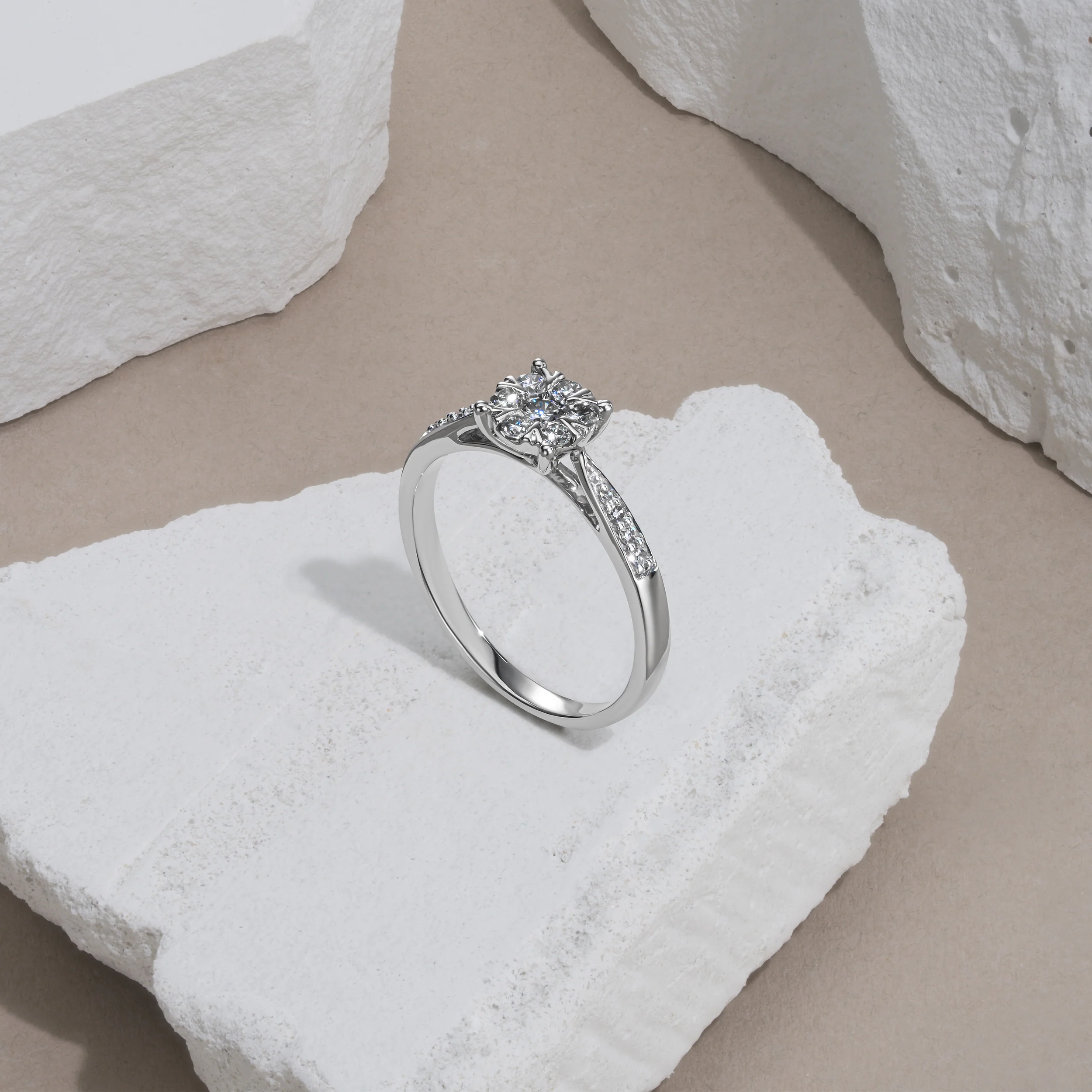 Lab Diamond Engagement Ring With Shoulders 0.25ct H/Si - 9K White Gold - Image 6