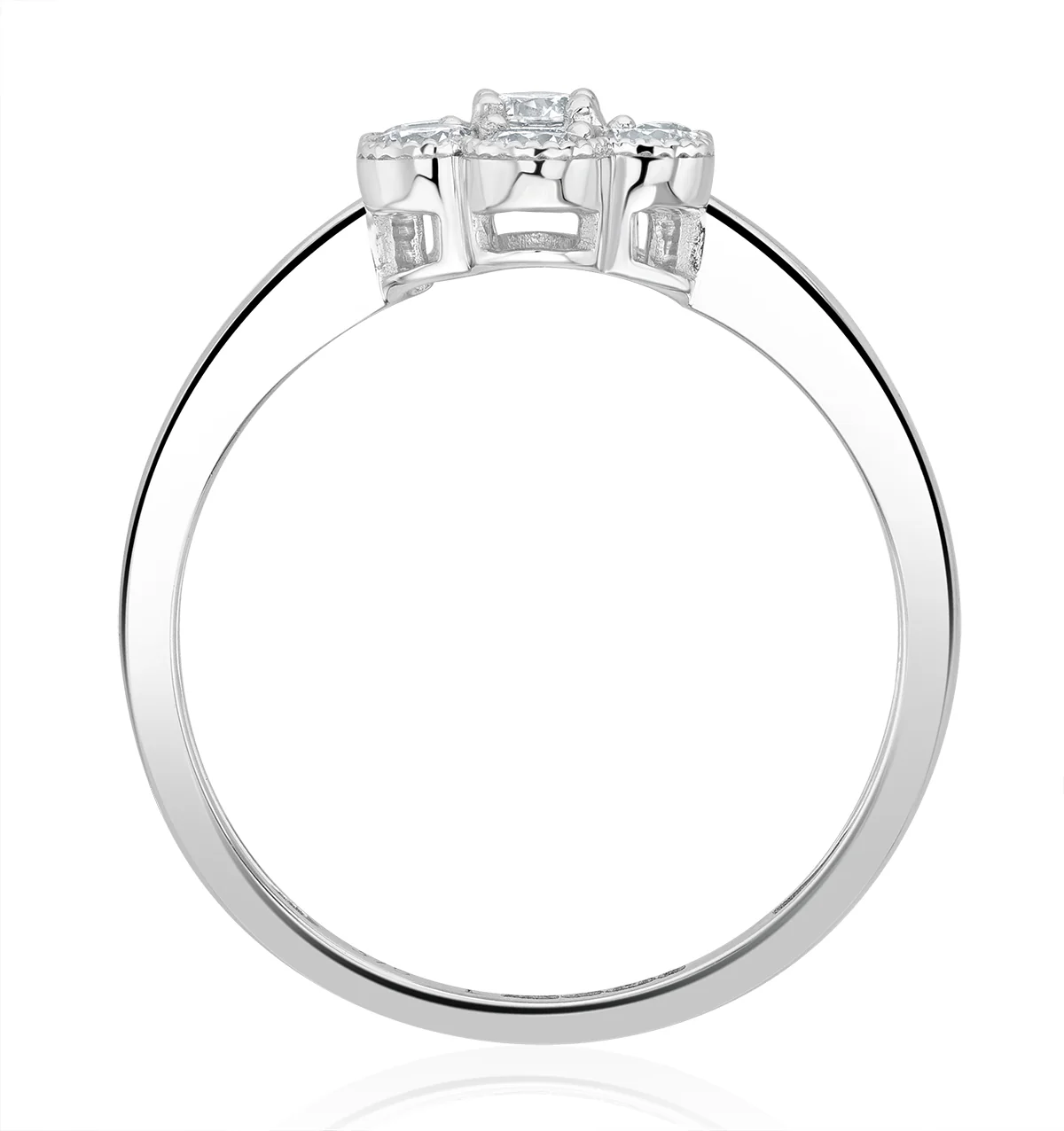 Lab Diamond Flower Ring 0.50ct H/Si in 9K White Gold - Image 4