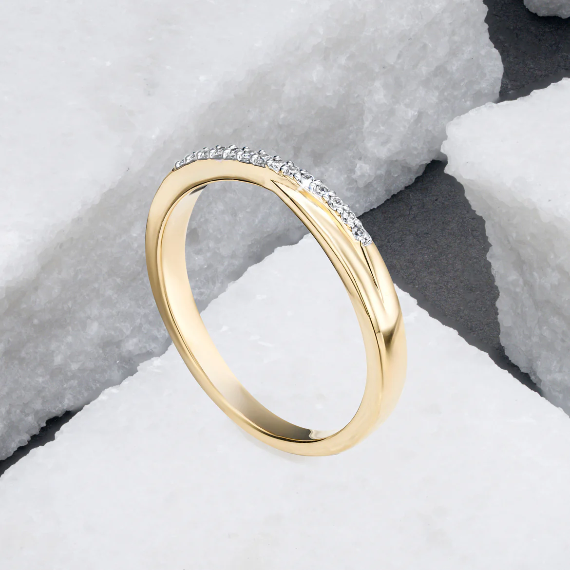 Lab Diamond Half Eternity Wave Ring 0.05ct in 18K Gold Vermeil - Image 7