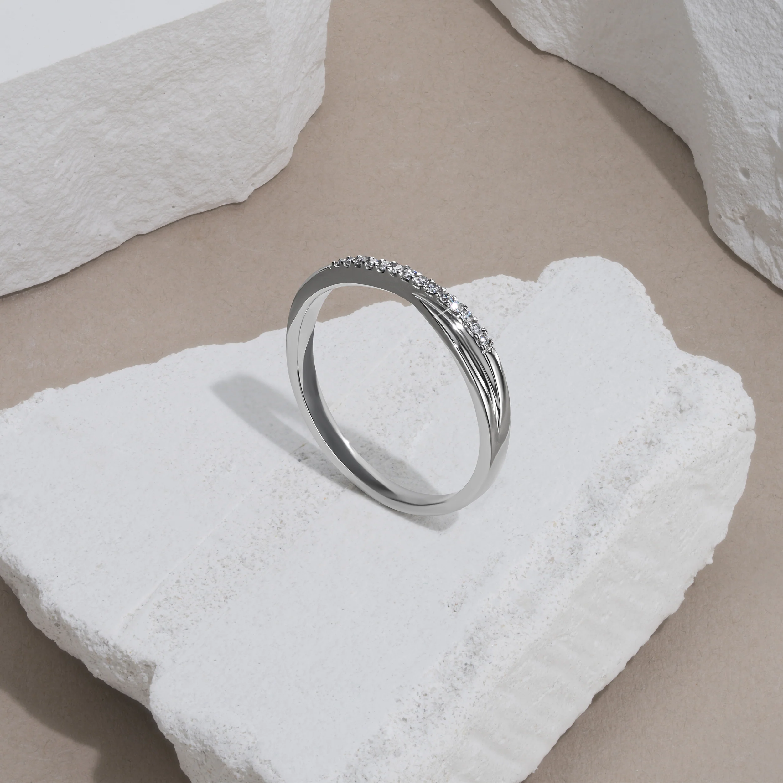 Lab Diamond Half Eternity Wave Ring 0.05ct in 925 Silver - Image 3