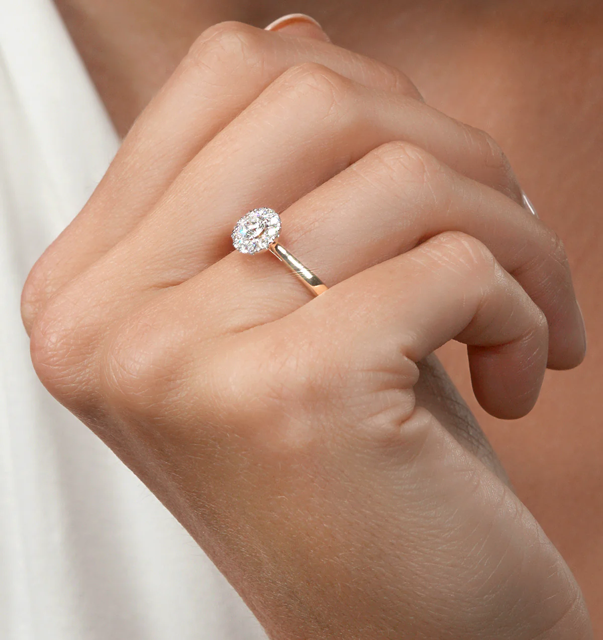 Lab Diamond Halo Engagement Ring 0.50ct H/Si in 9K Gold - Image 2