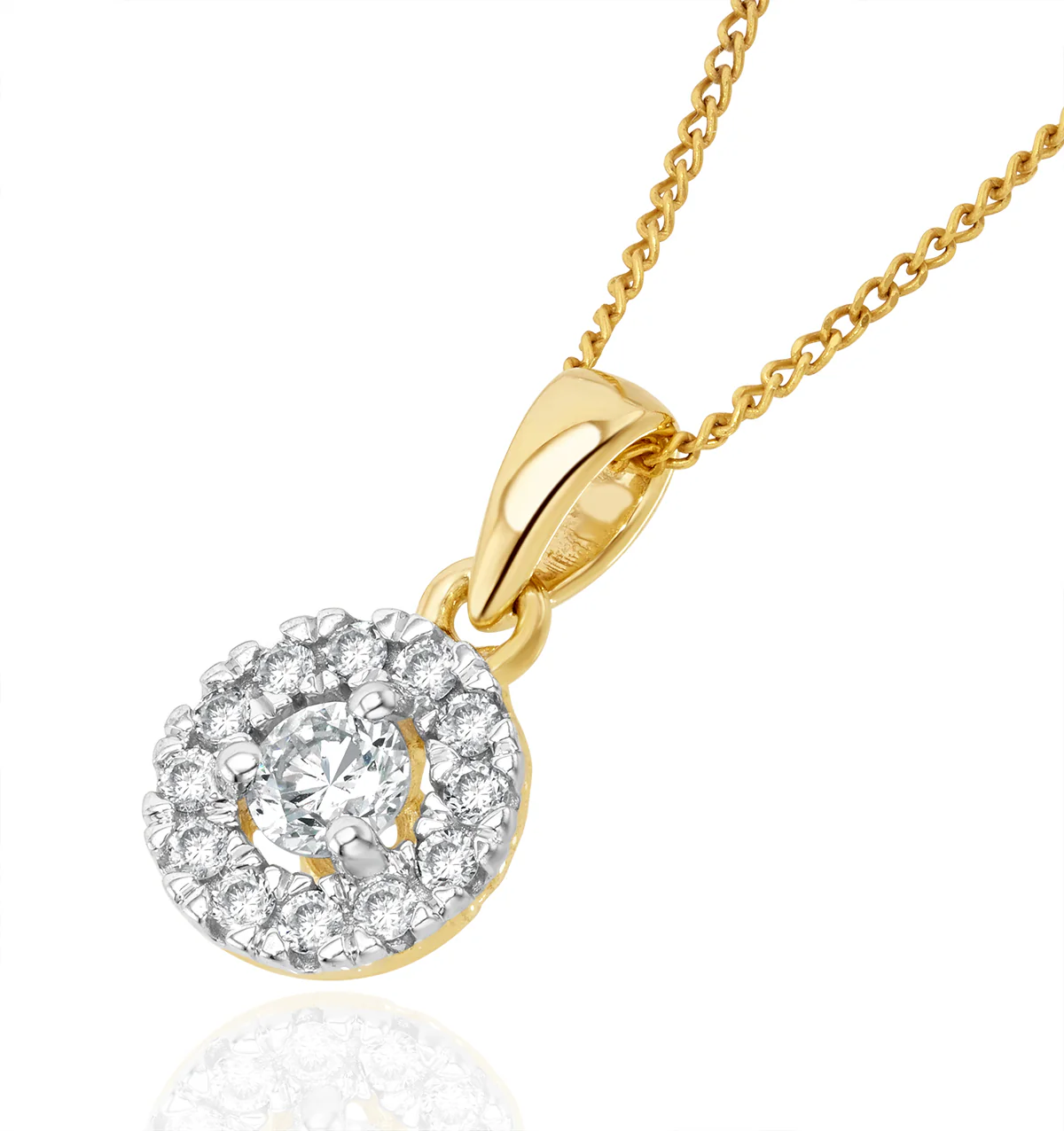 Lab Diamond Halo Pendant Necklace 0.25ct H/Si in 9K Gold - Image 3