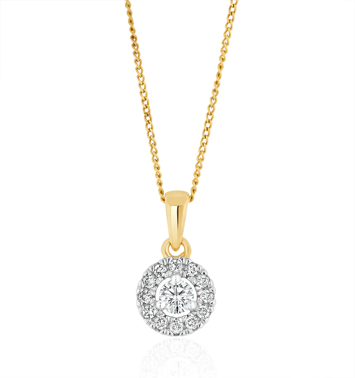 Lab Diamond Halo Pendant Necklace 0.25ct H/Si in 9K Gold - Image 4