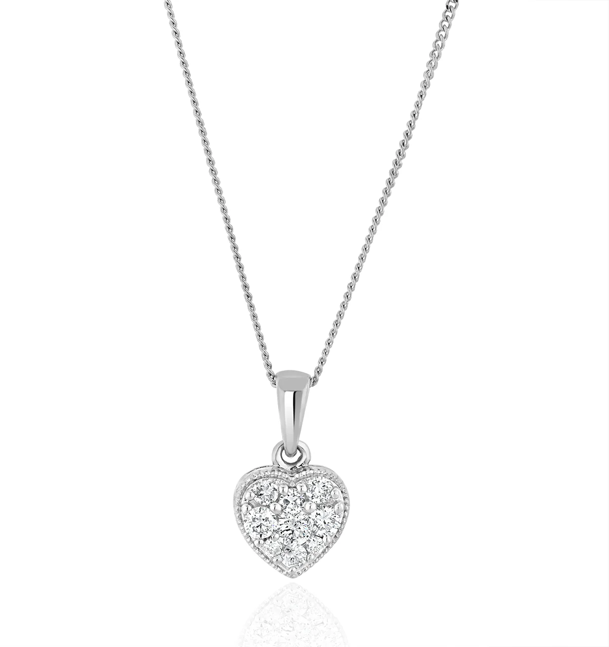 Lab Diamond Heart Pendant Necklace 0.25ct H/Si in 9K White Gold - Image 4