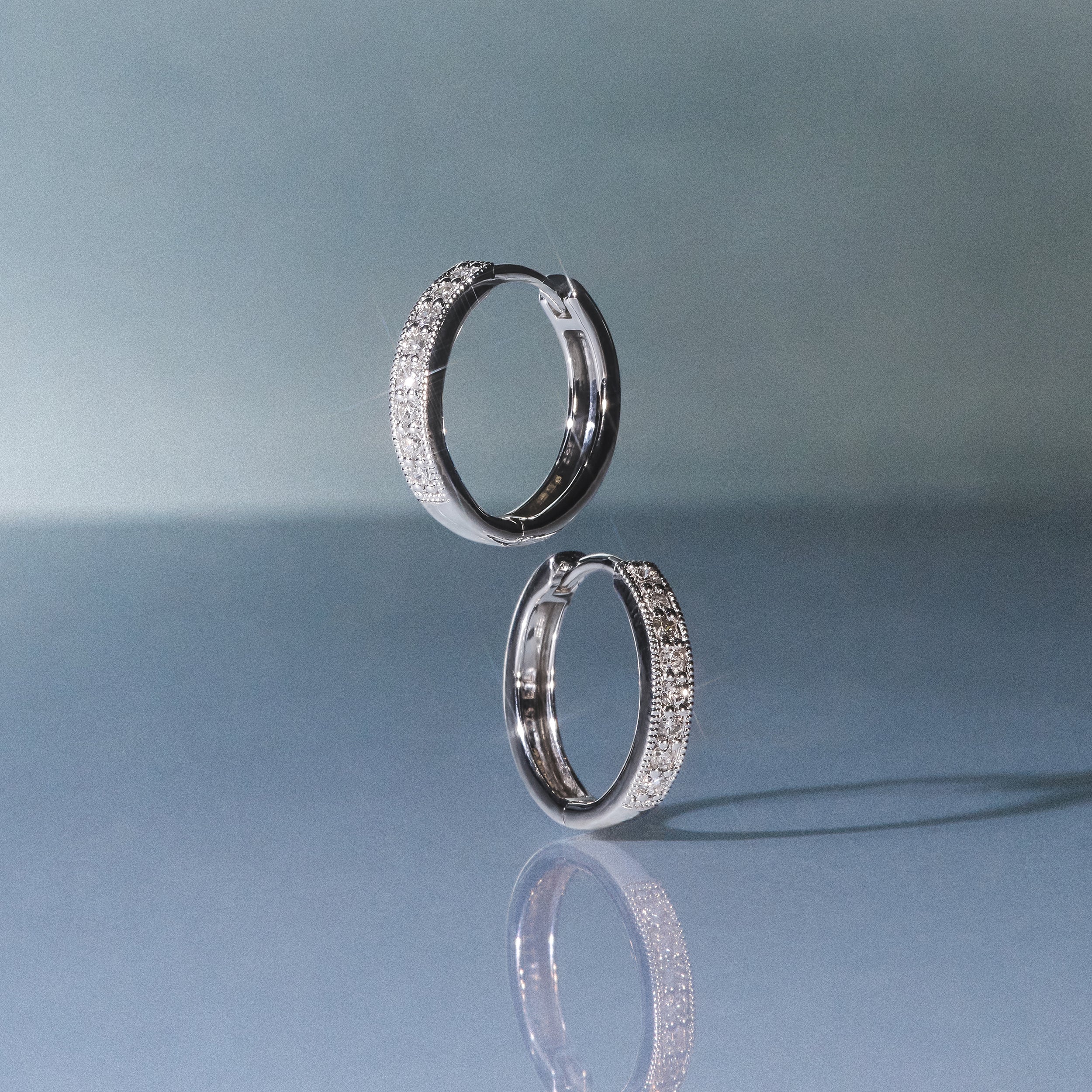 Lab Diamond Huggie Earrings 0.25ct H/Si Pave Set in 9K White Gold - Image 3