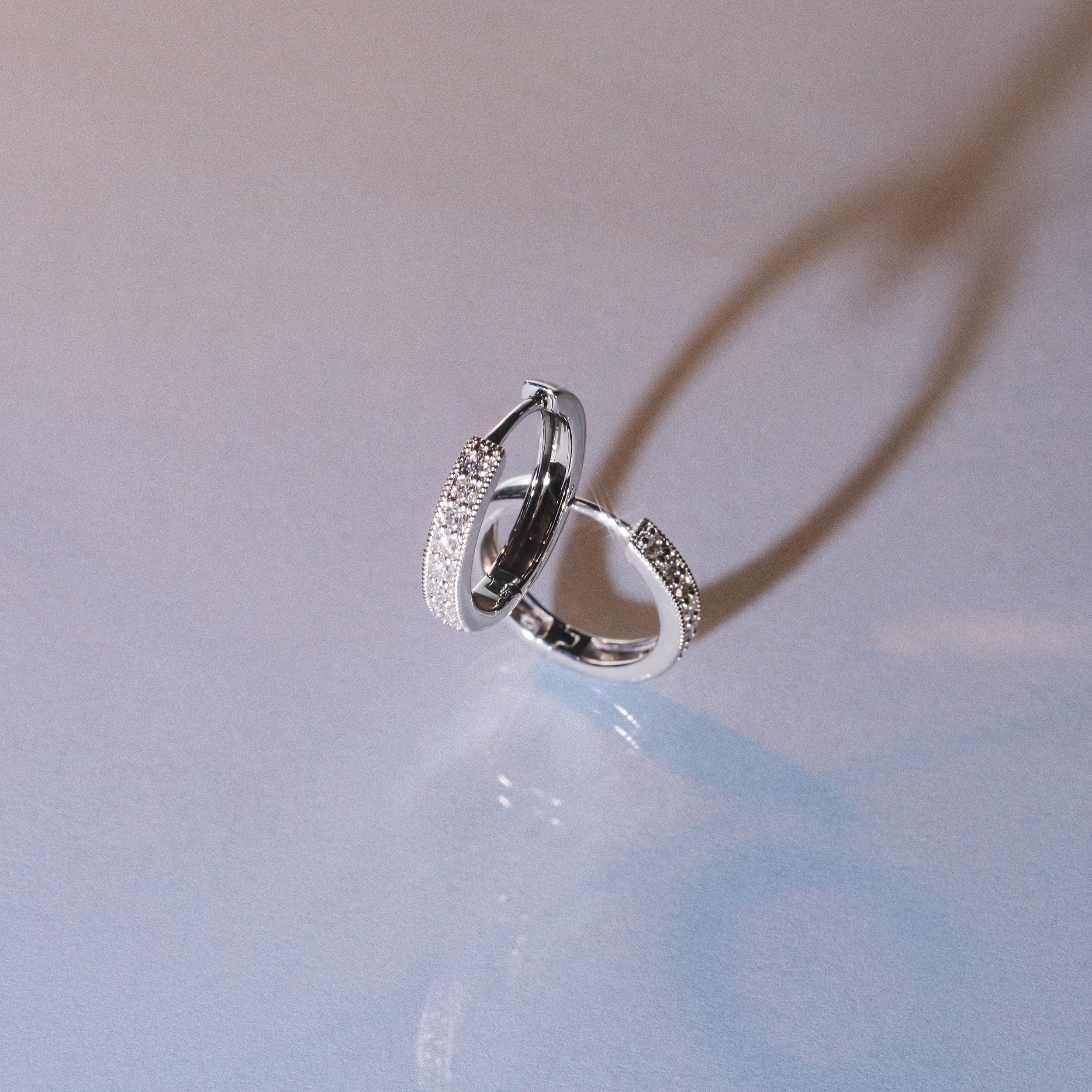 Lab Diamond Huggie Earrings 0.25ct H/Si Pave Set in 9K White Gold - Image 6