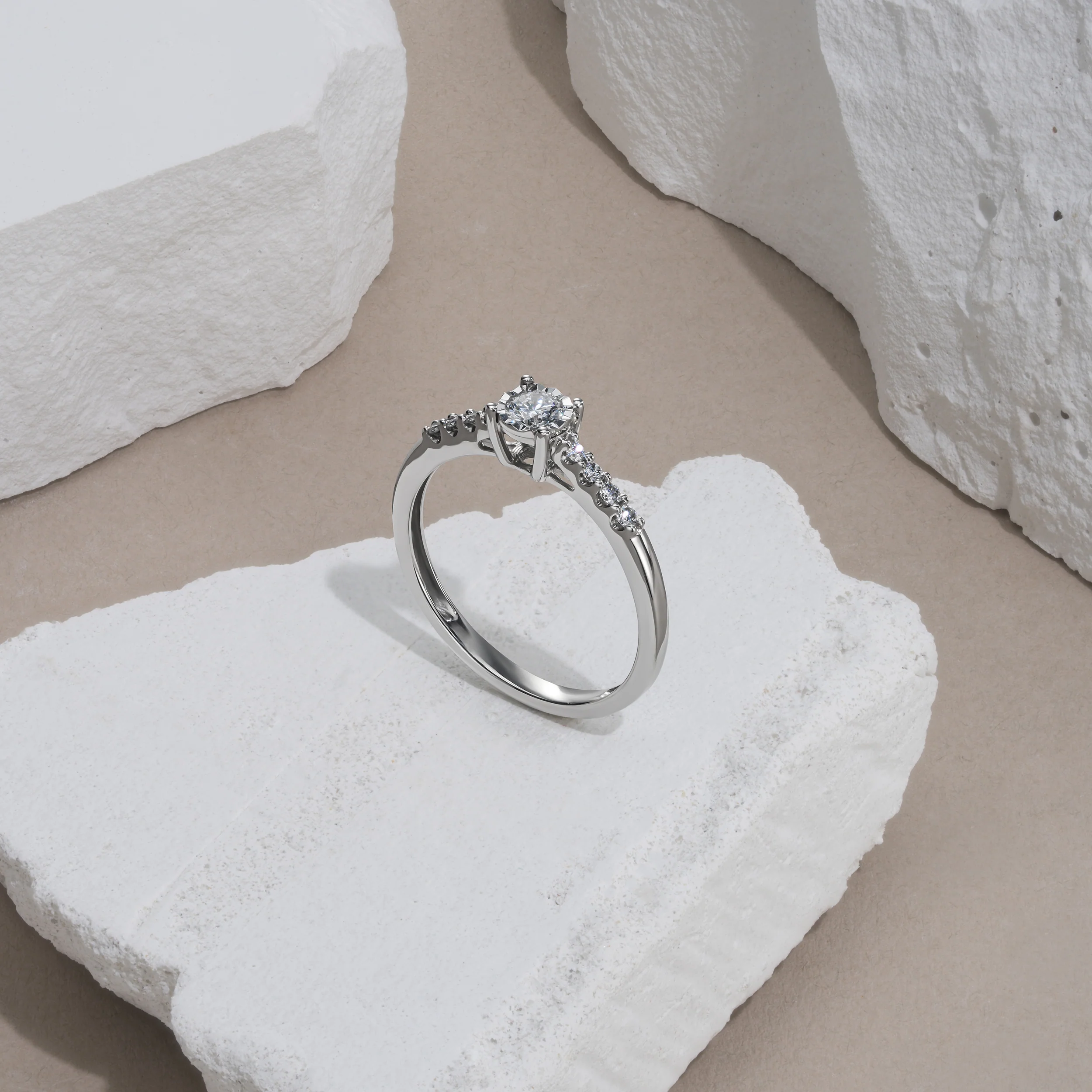 Lab Diamond Side Stone Engagement Ring 0.25ct H/Si in 9K White Gold - Image 6