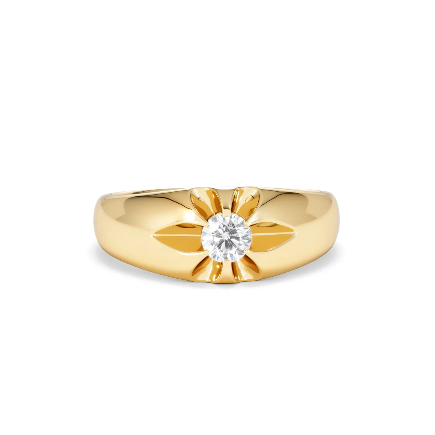 Lab Diamond Signet Ring 0.25ct Round Cut in 18K Gold Vermeil - Image 10