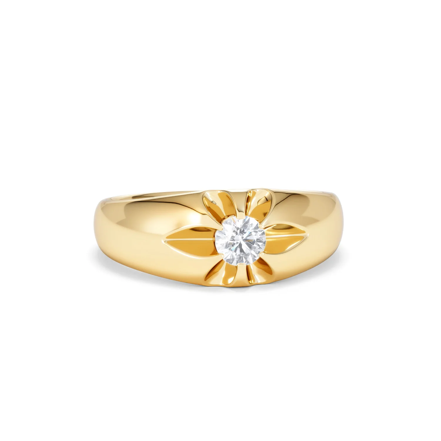 Lab Diamond Signet Ring 0.25ct Round Cut in 18K Gold Vermeil - Image 11