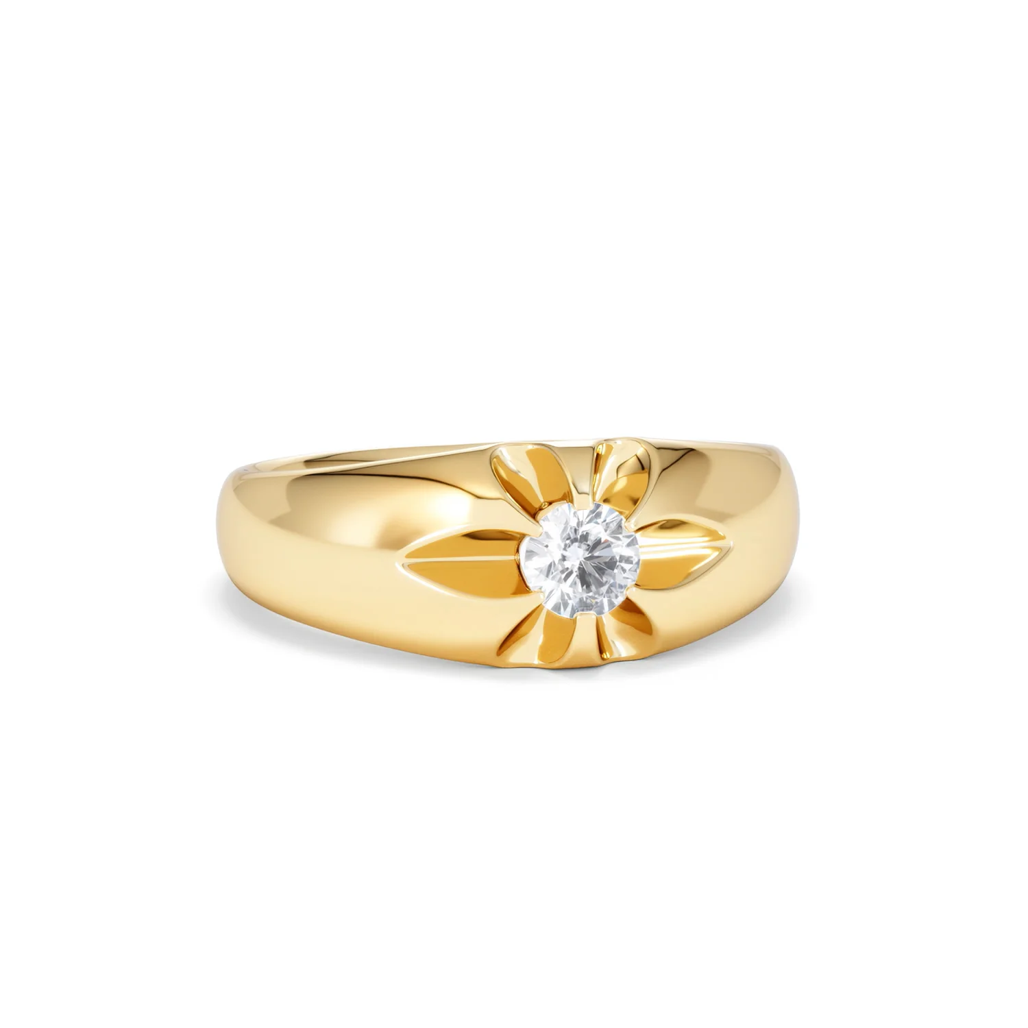 Lab Diamond Signet Ring 0.25ct Round Cut in 18K Gold Vermeil - Image 12