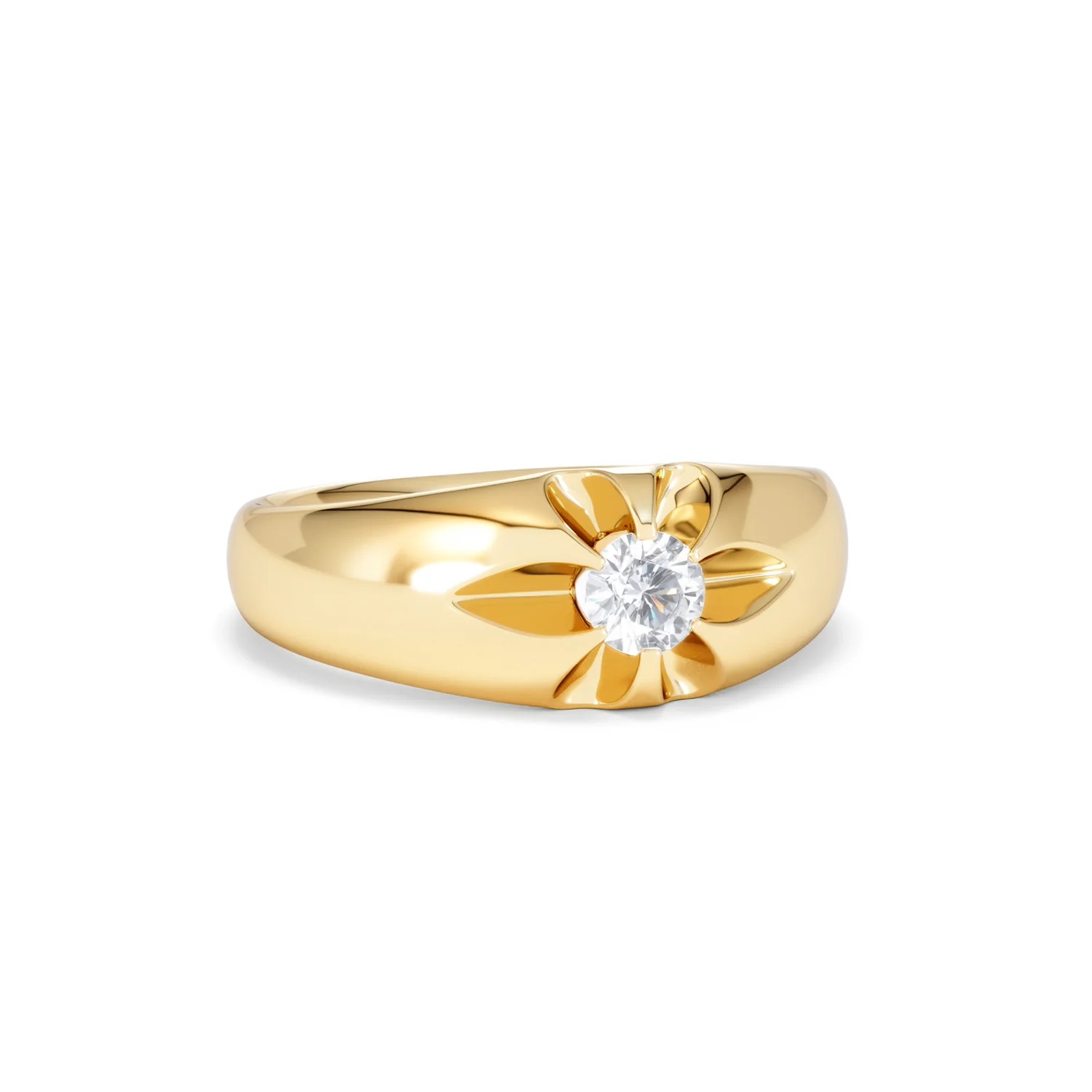 Lab Diamond Signet Ring 0.25ct Round Cut in 18K Gold Vermeil - Image 13