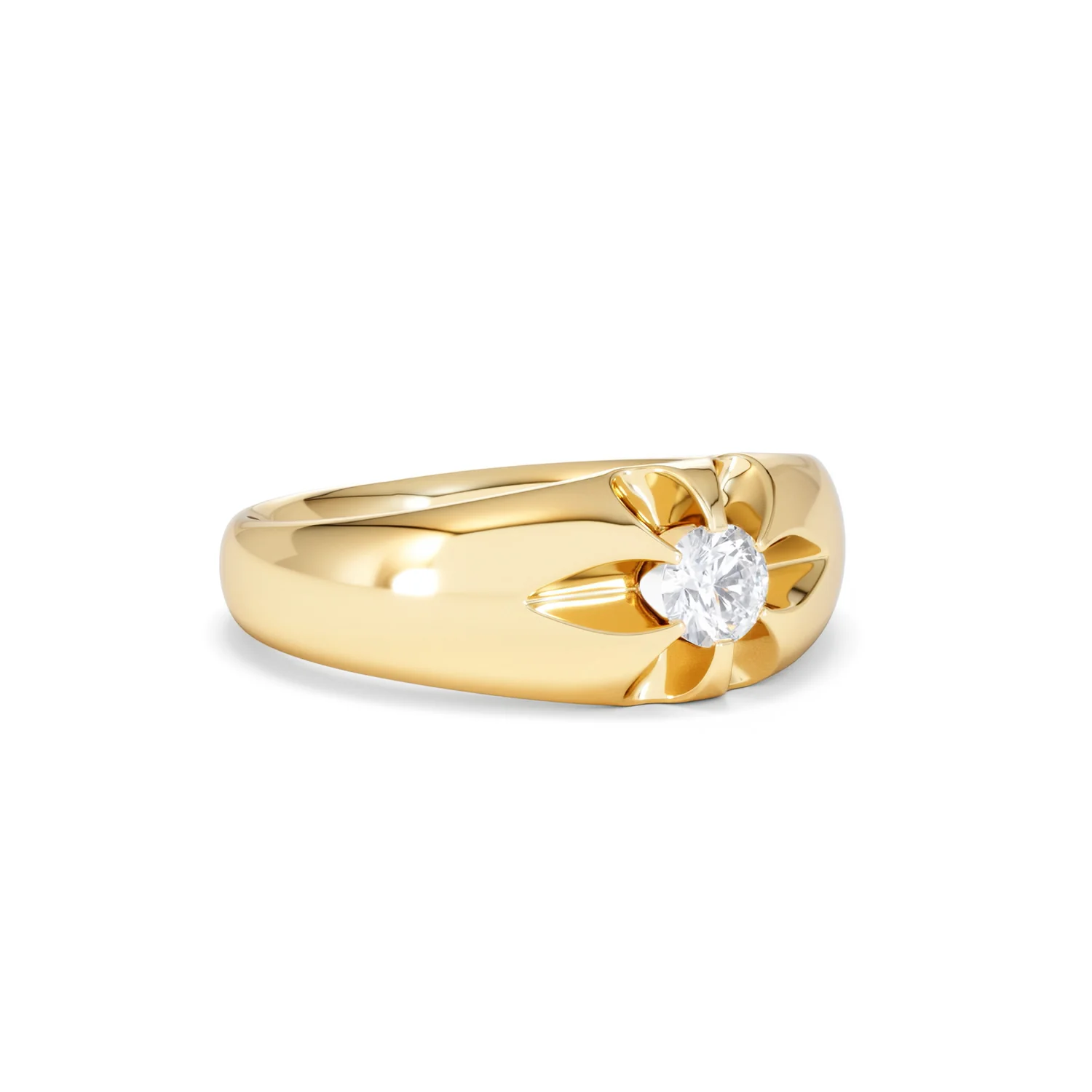 Lab Diamond Signet Ring 0.25ct Round Cut in 18K Gold Vermeil - Image 16