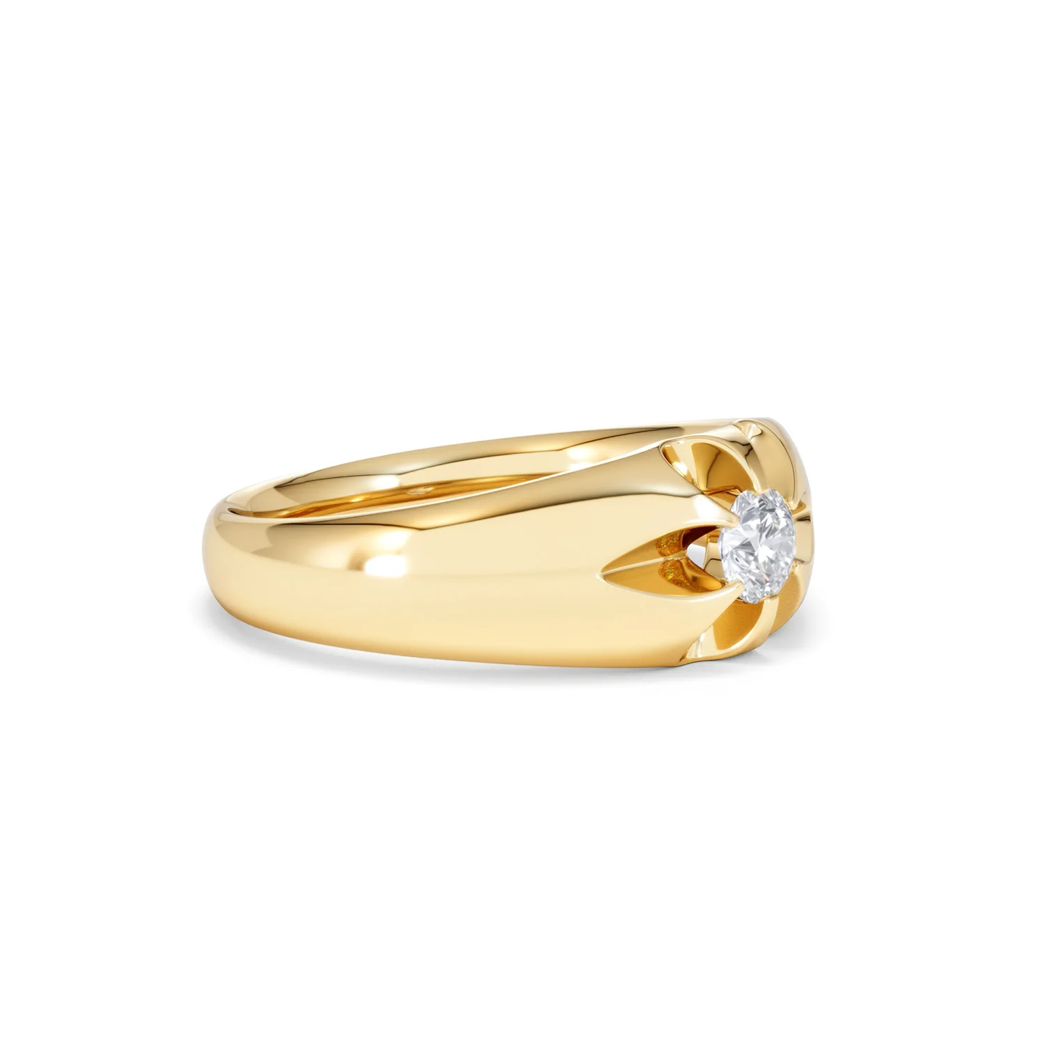 Lab Diamond Signet Ring 0.25ct Round Cut in 18K Gold Vermeil - Image 20