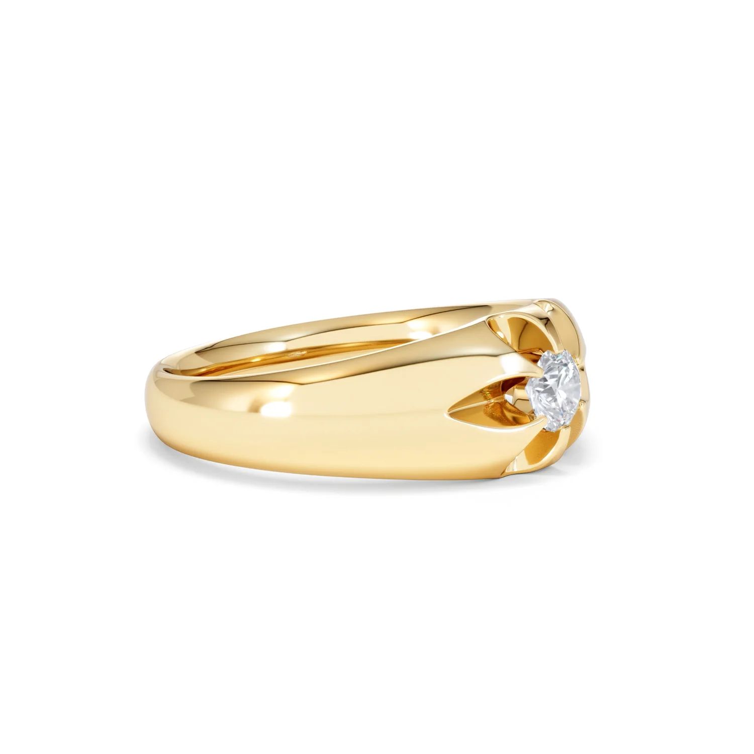 Lab Diamond Signet Ring 0.25ct Round Cut in 18K Gold Vermeil - Image 21