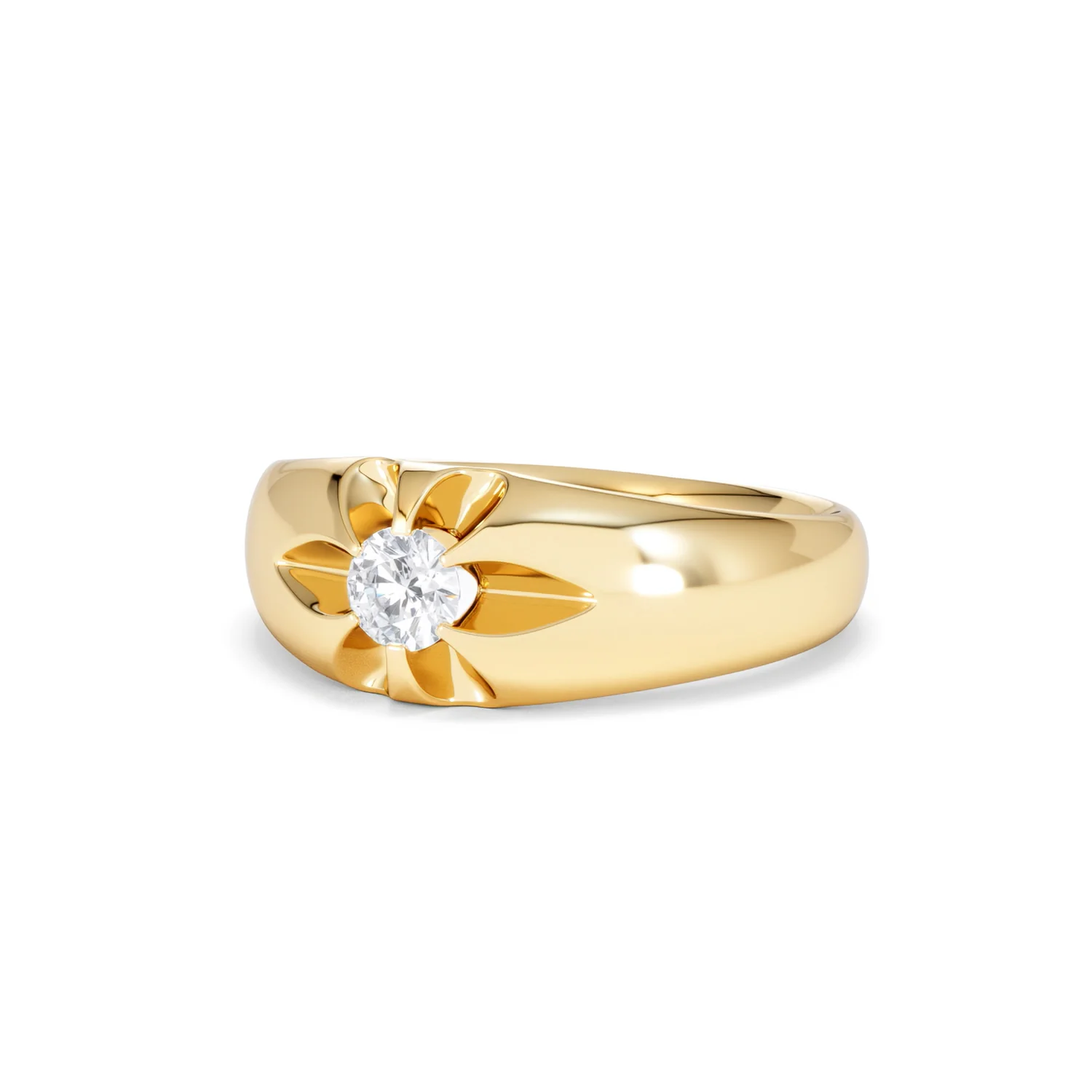 Lab Diamond Signet Ring 0.25ct Round Cut in 18K Gold Vermeil - Image 83