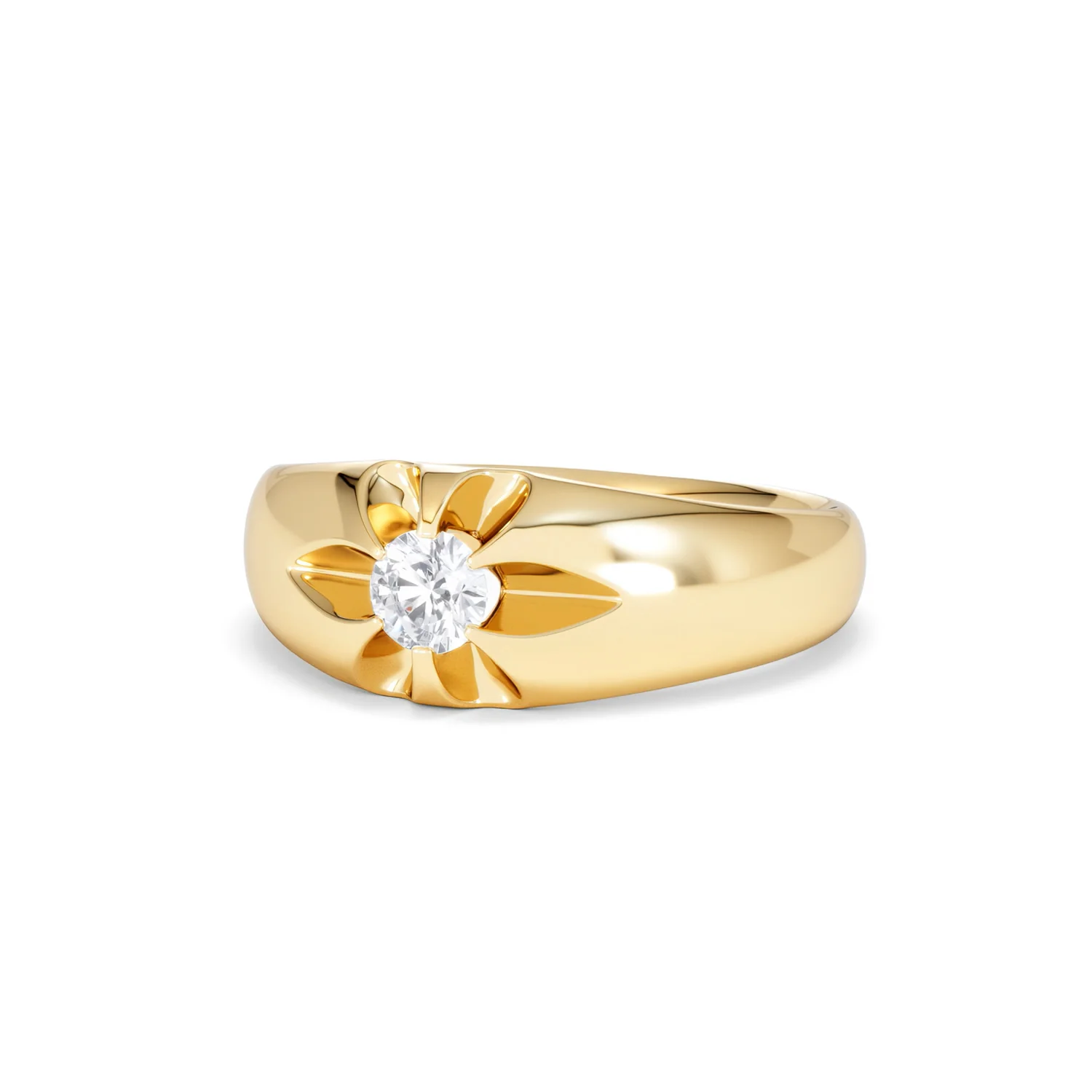 Lab Diamond Signet Ring 0.25ct Round Cut in 18K Gold Vermeil - Image 84