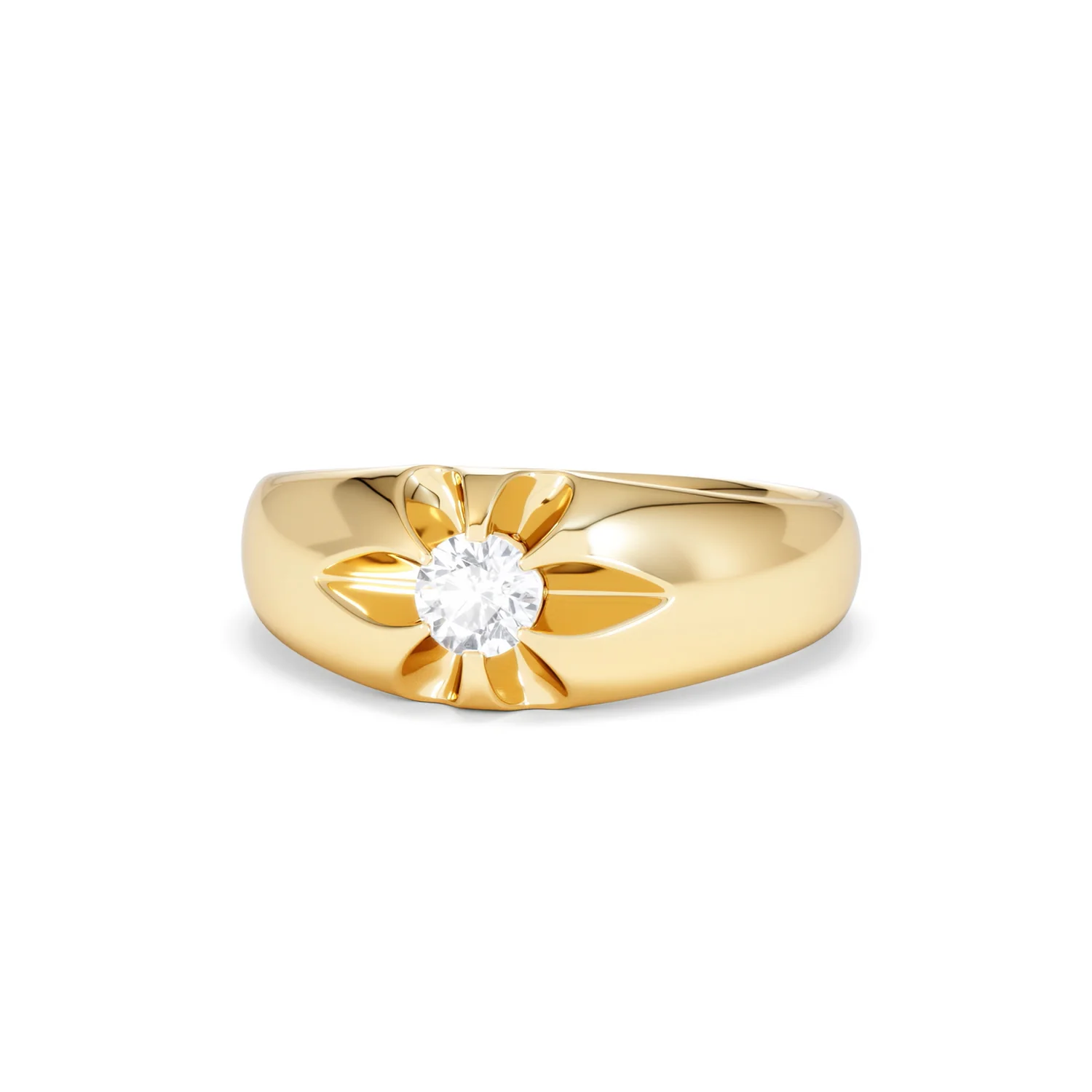 Lab Diamond Signet Ring 0.25ct Round Cut in 18K Gold Vermeil - Image 86
