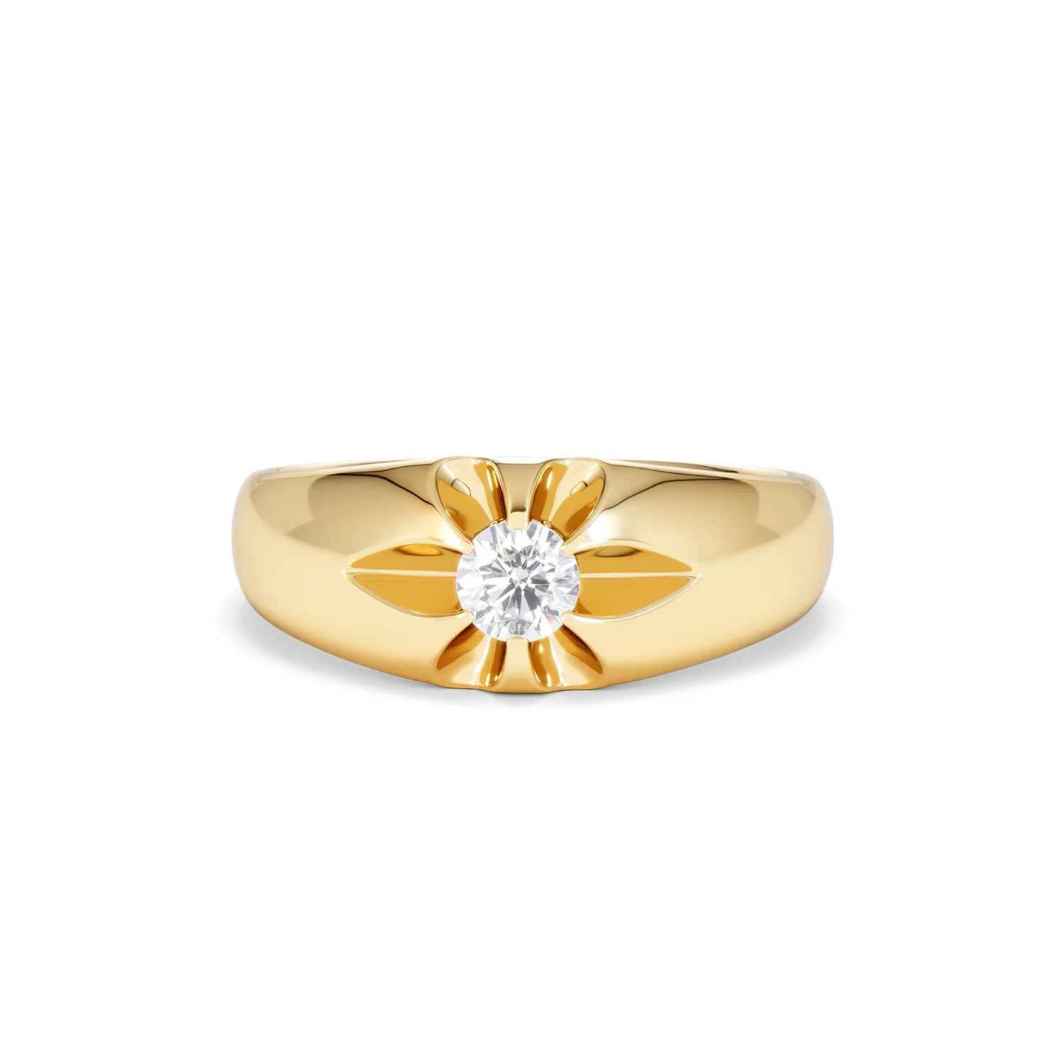 Lab Diamond Signet Ring 0.25ct Round Cut in 18K Gold Vermeil - Image 88
