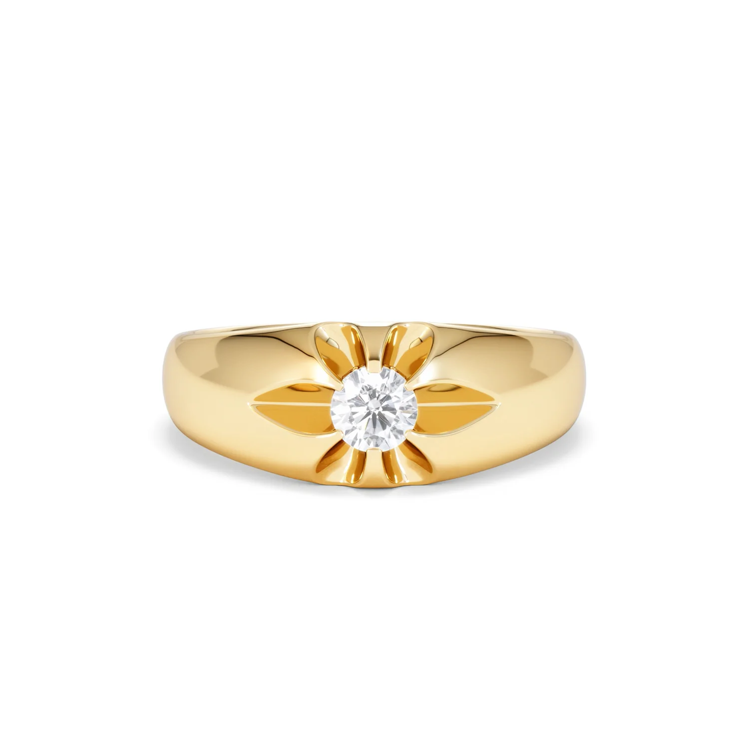Lab Diamond Signet Ring 0.25ct Round Cut in 18K Gold Vermeil - Image 9