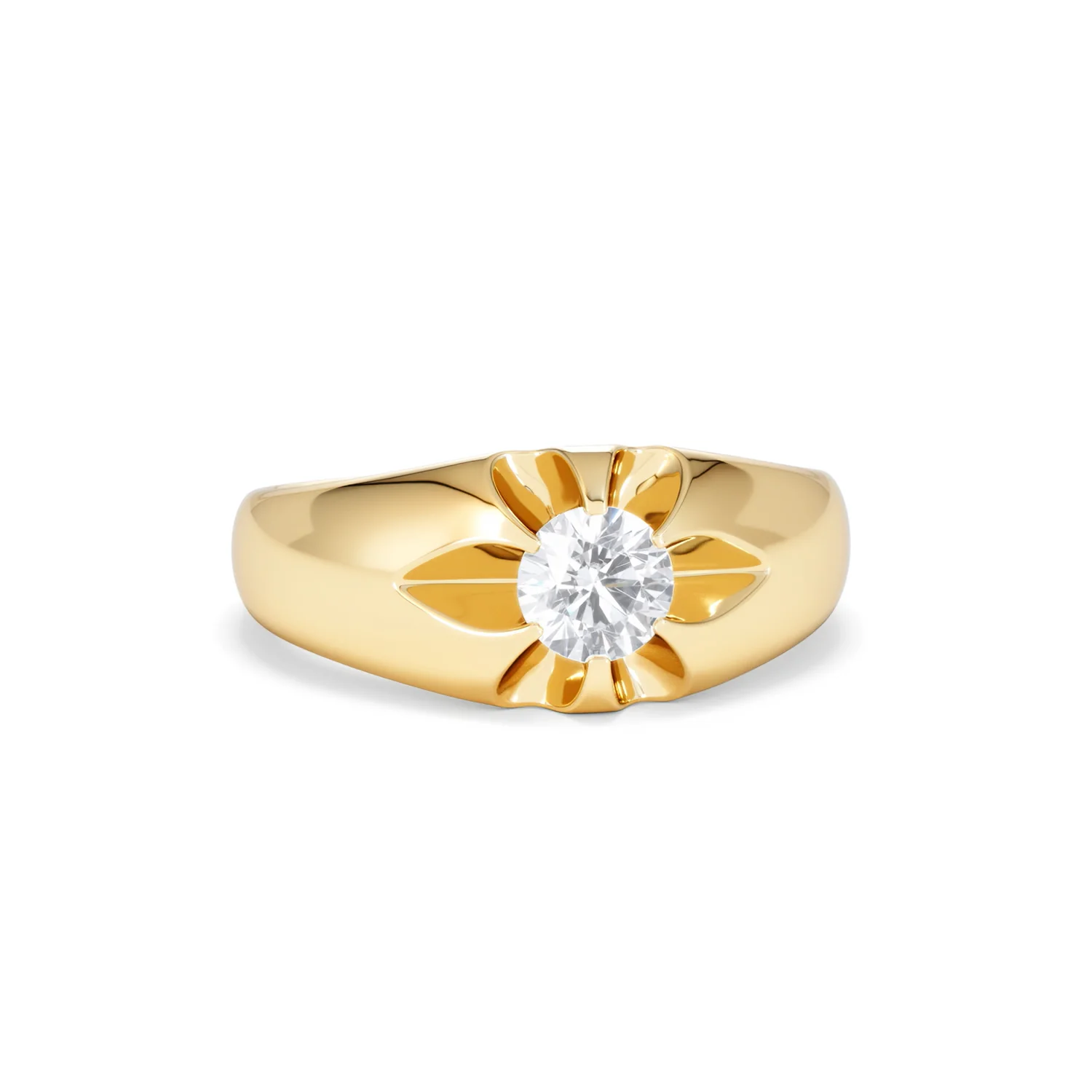 Lab Diamond Signet Ring 0.50ct Round Cut in 18K Gold Vermeil - Image 11