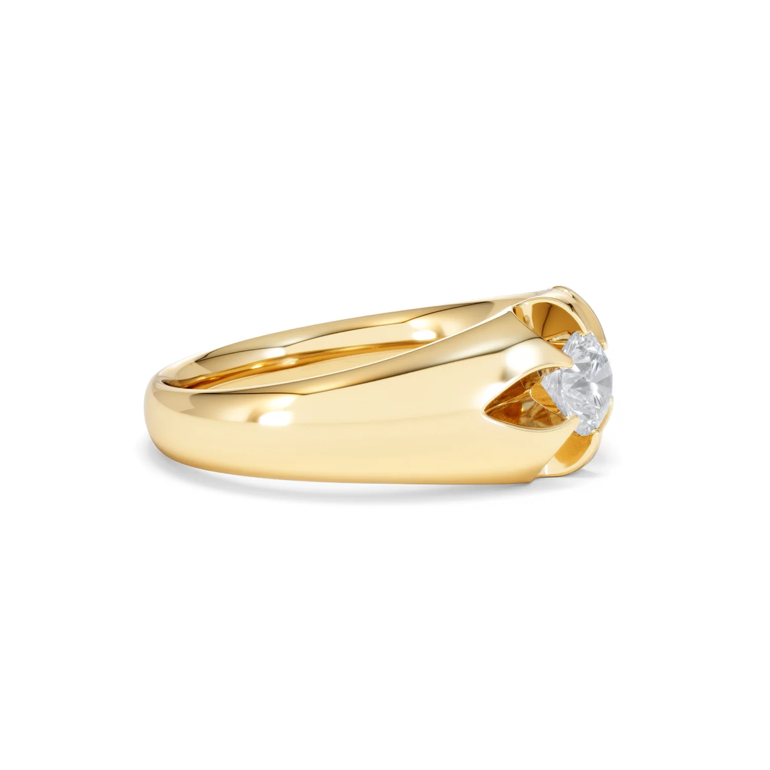 Lab Diamond Signet Ring 0.50ct Round Cut in 18K Gold Vermeil - Image 23