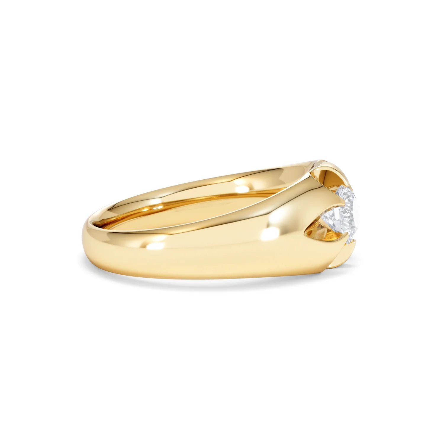 Lab Diamond Signet Ring 0.50ct Round Cut in 18K Gold Vermeil - Image 26
