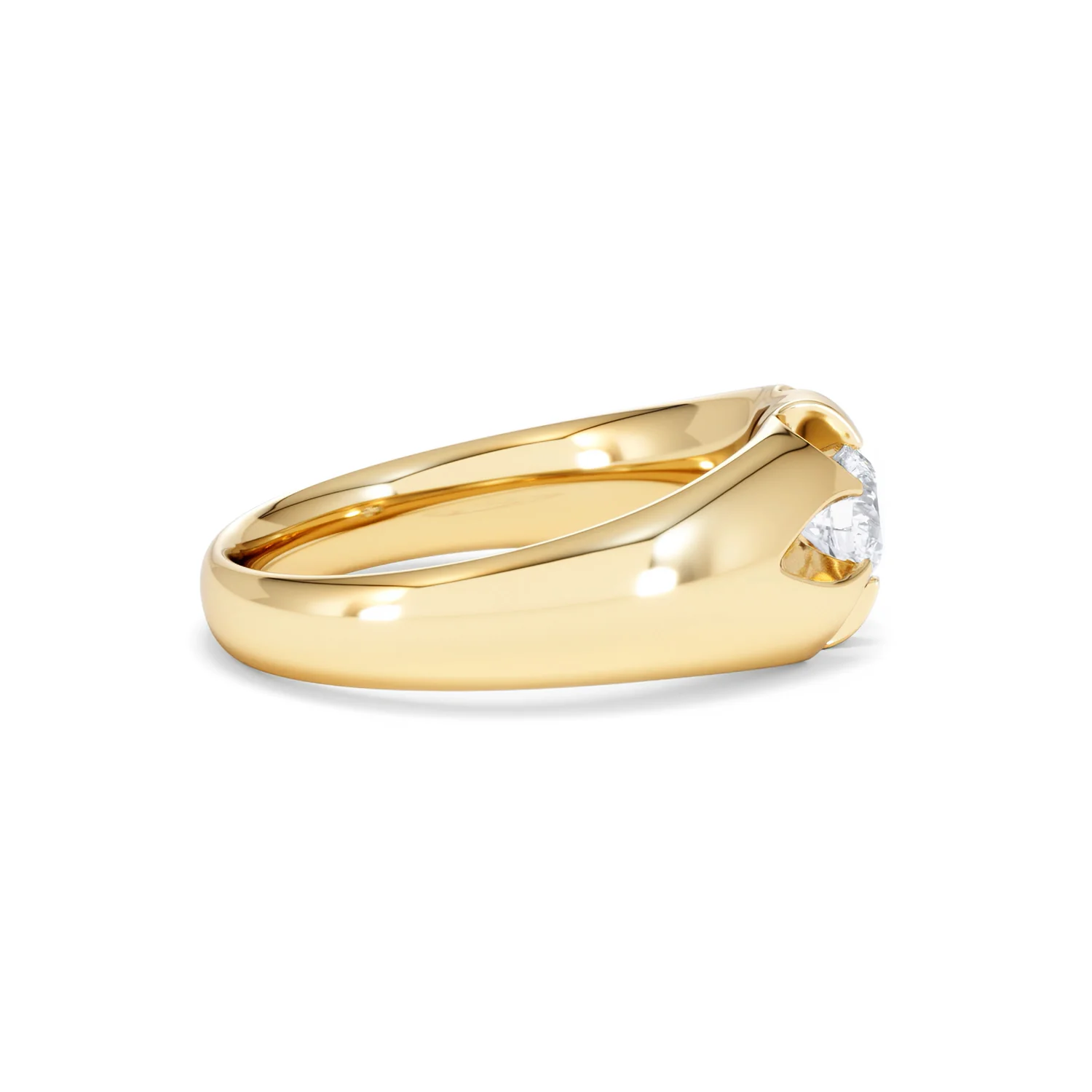 Lab Diamond Signet Ring 0.50ct Round Cut in 18K Gold Vermeil - Image 28