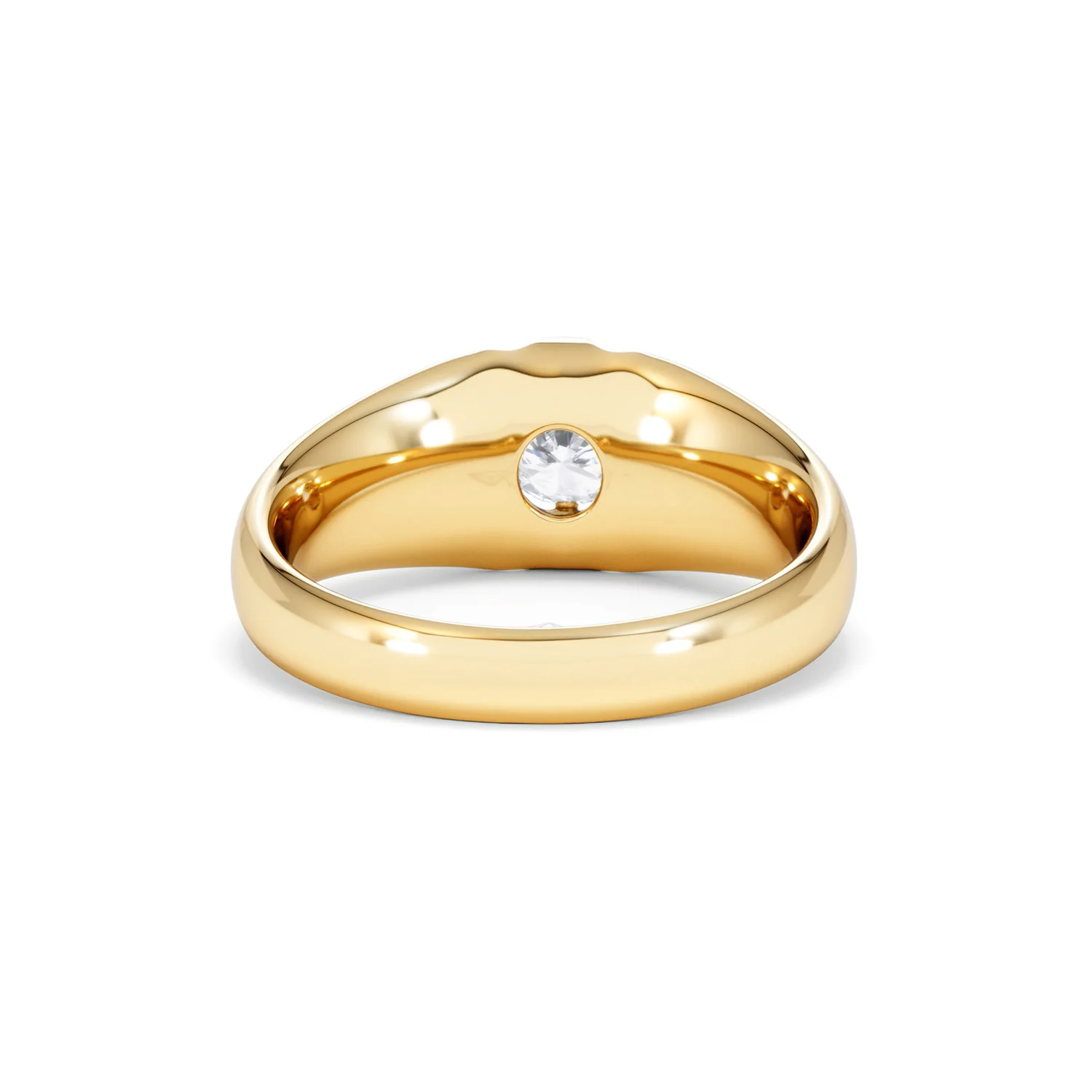 Lab Diamond Signet Ring 0.50ct Round Cut in 18K Gold Vermeil - Image 48
