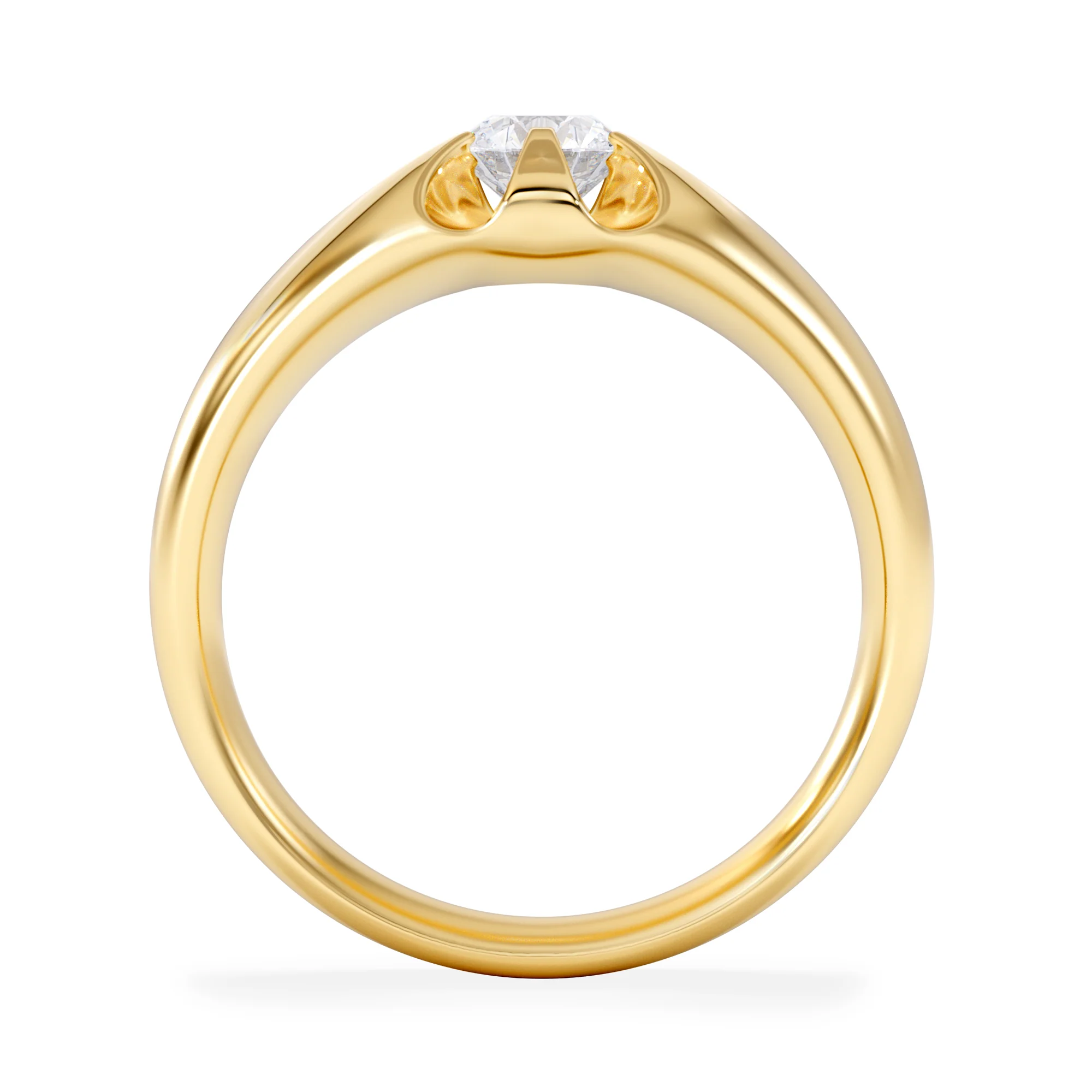 Lab Diamond Signet Ring 0.50ct Round Cut in 18K Gold Vermeil - Image 5