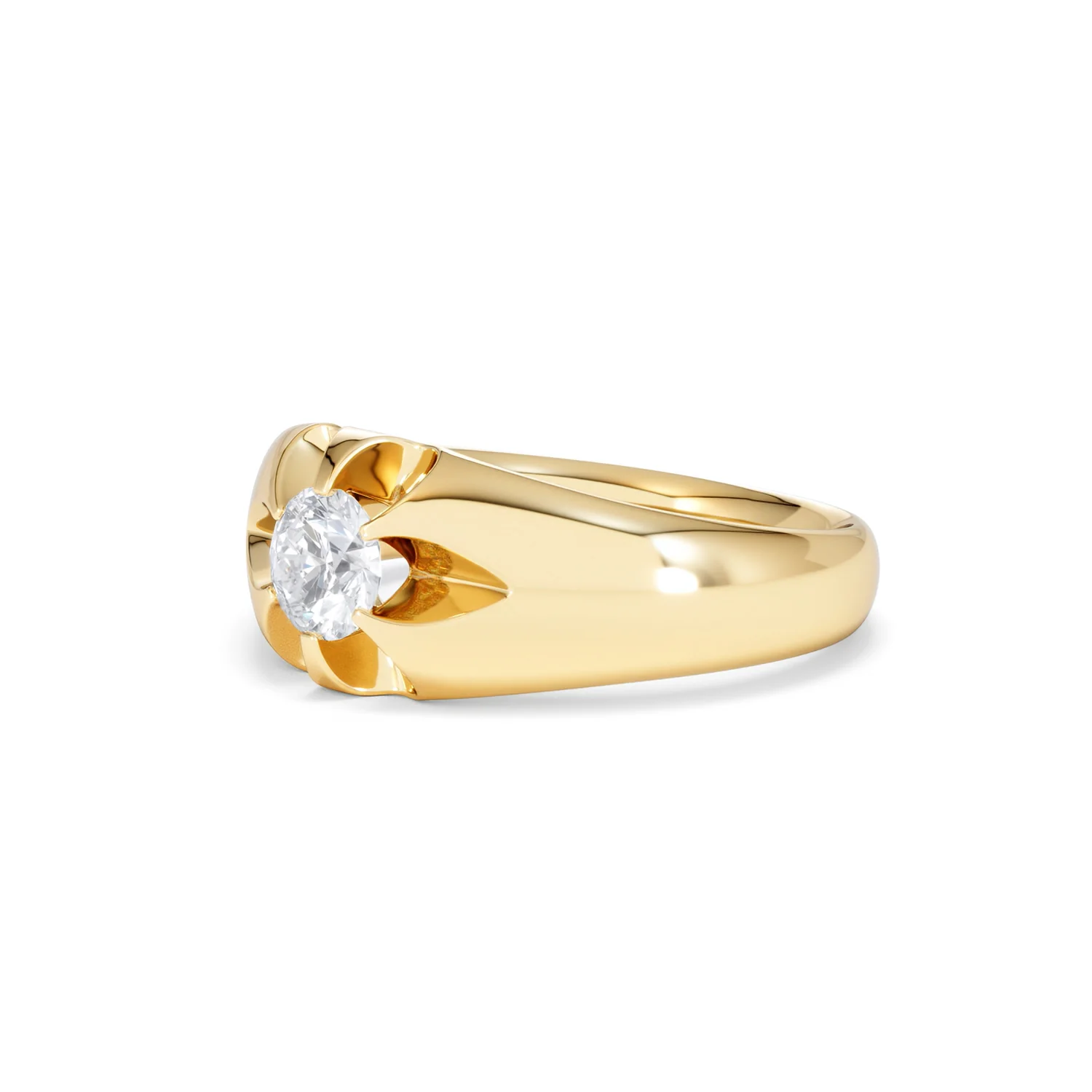 Lab Diamond Signet Ring 0.50ct Round Cut in 18K Gold Vermeil - Image 79