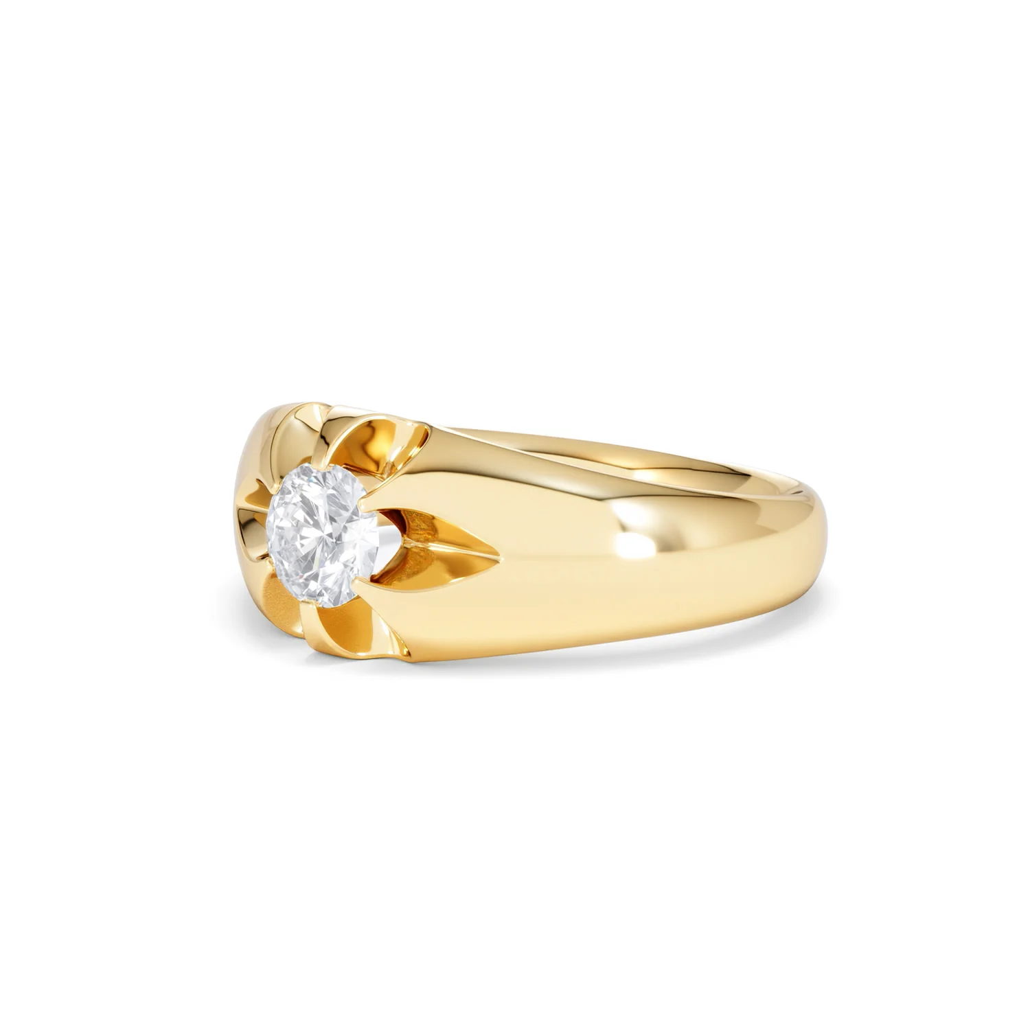 Lab Diamond Signet Ring 0.50ct Round Cut in 18K Gold Vermeil - Image 80
