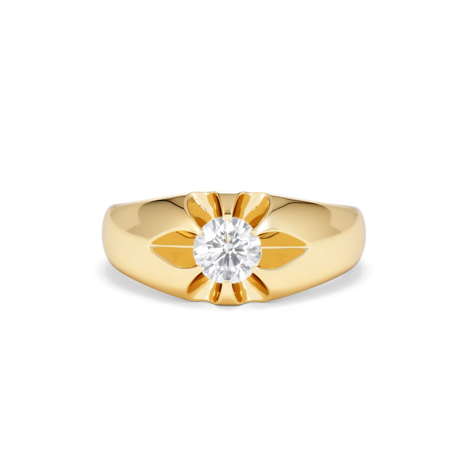 Lab Diamond Signet Ring 0.50ct Round Cut in 18K Gold Vermeil - Image 88