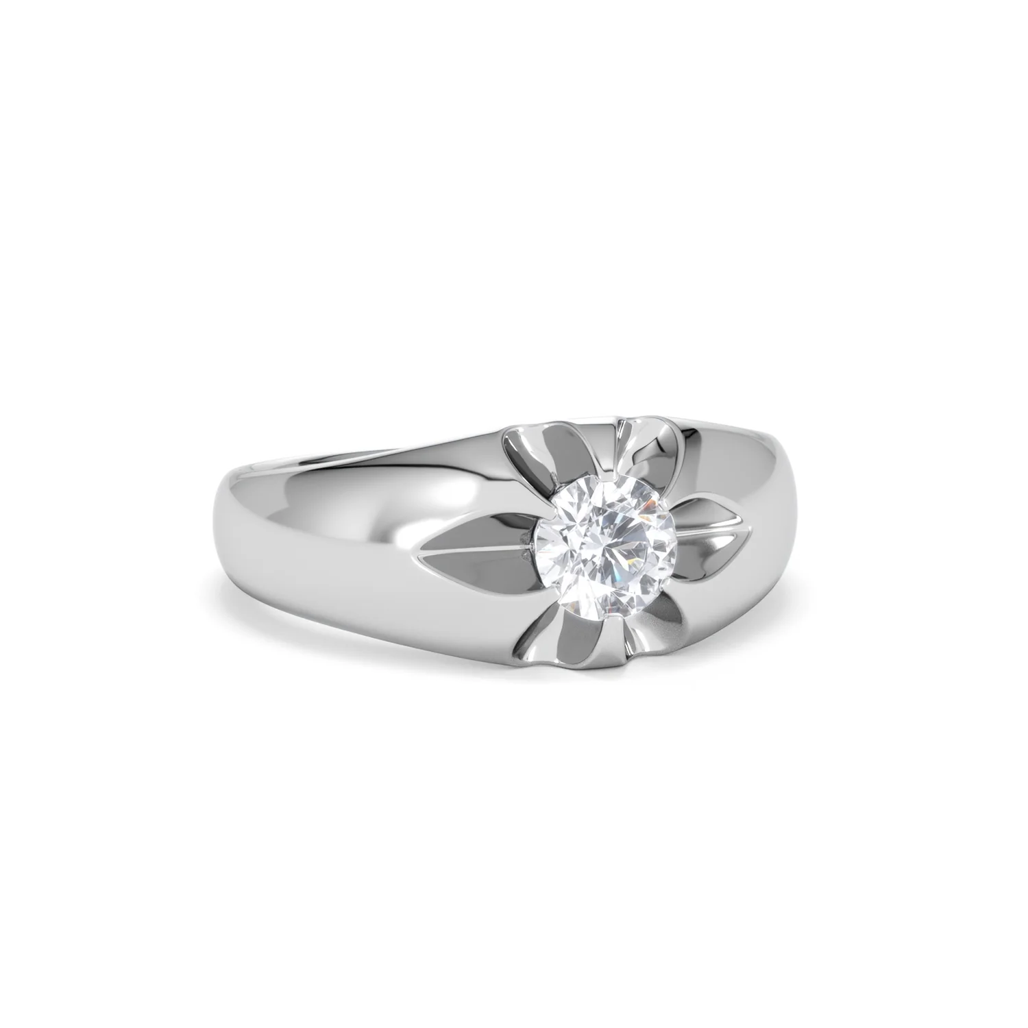 Lab Diamond Signet Ring 0.50ct Round Cut in 925 Silver - Image 12