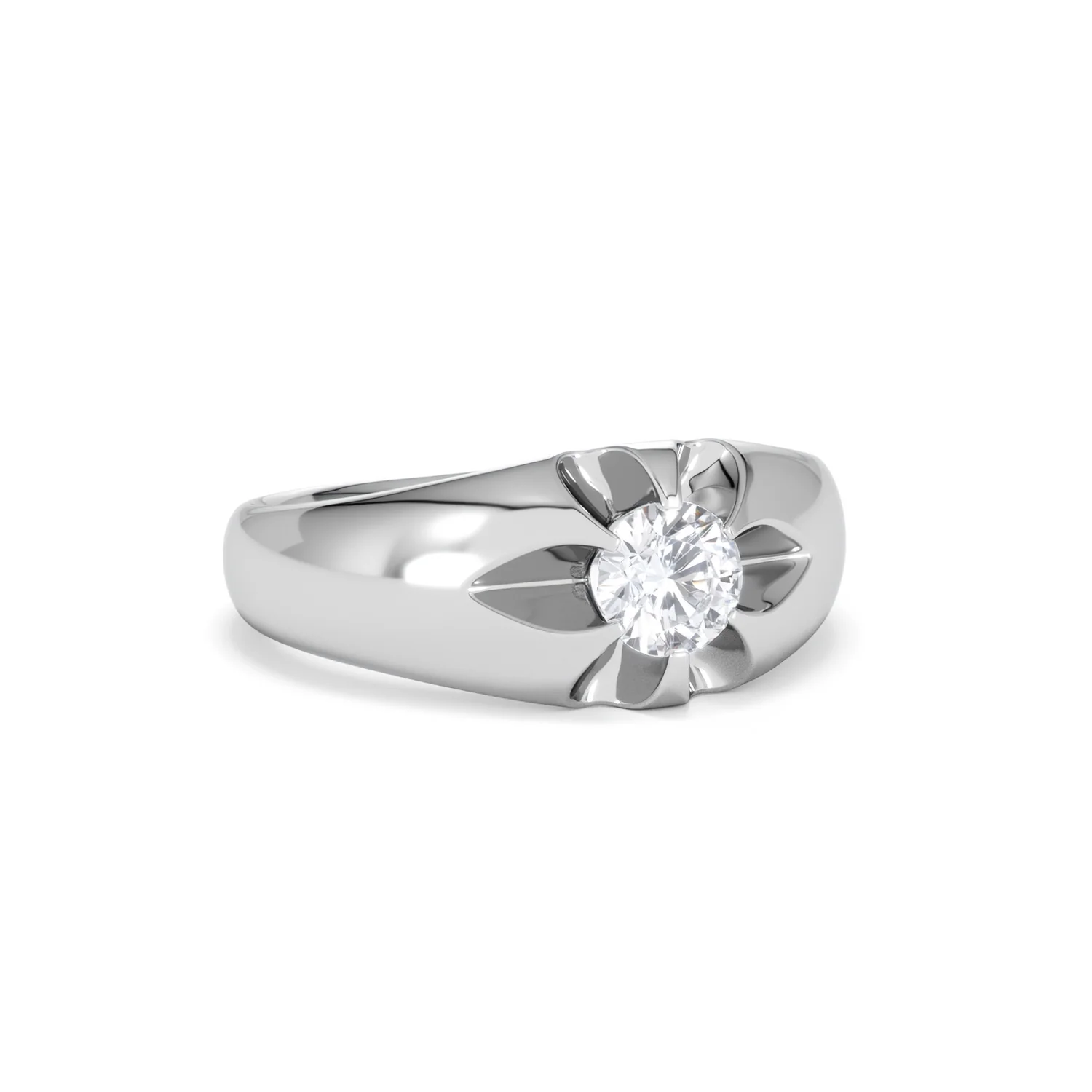 Lab Diamond Signet Ring 0.50ct Round Cut in 925 Silver - Image 13