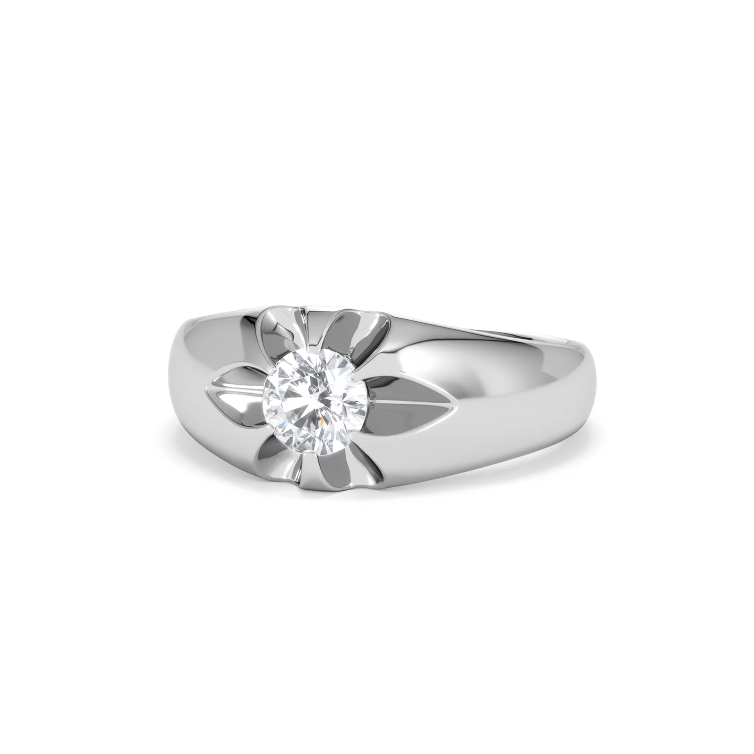 Lab Diamond Signet Ring 0.50ct Round Cut in 925 Silver - Image 84