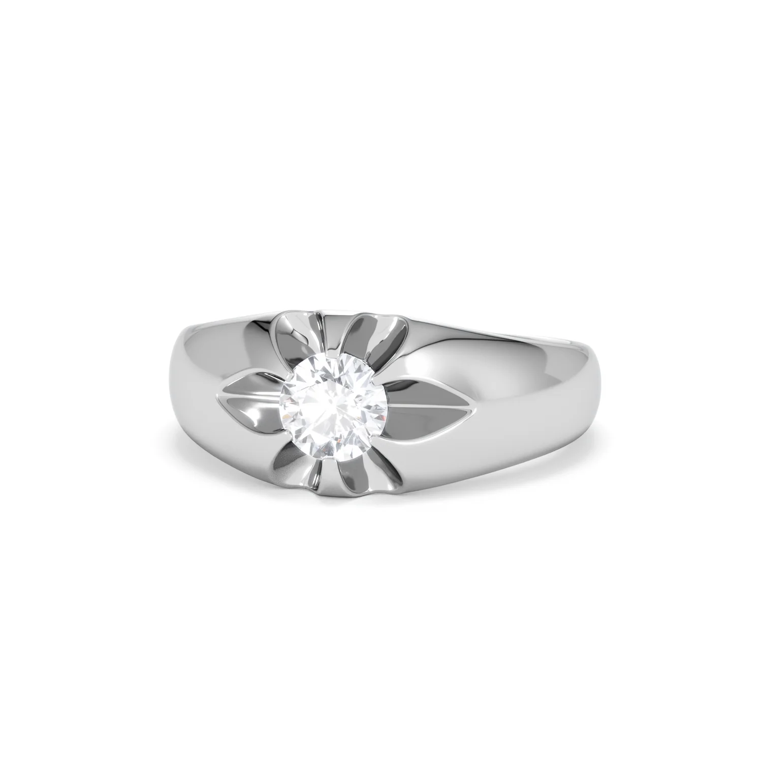Lab Diamond Signet Ring 0.50ct Round Cut in 925 Silver - Image 85