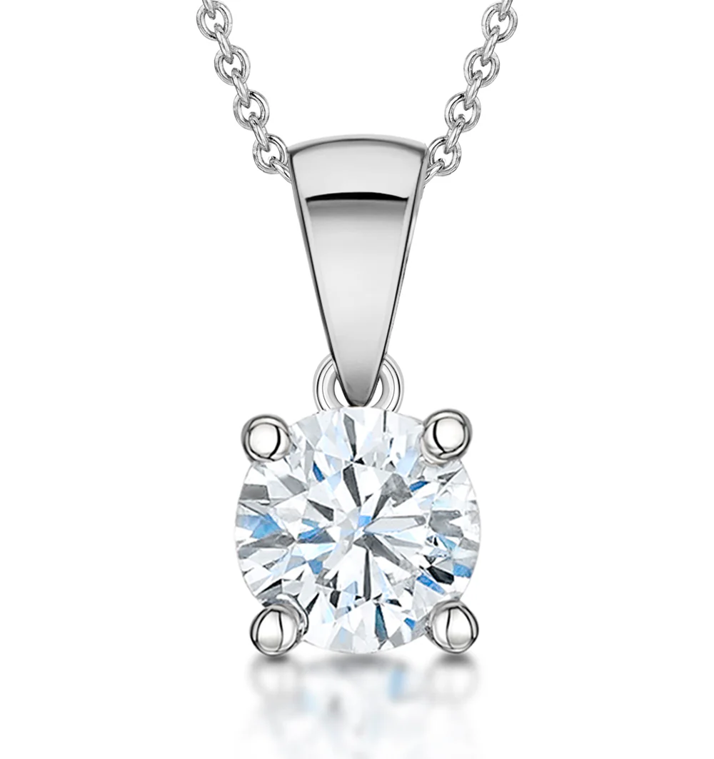 Chloe 1.00ct Lab Diamond Solitaire Necklace in 18K White Gold F/VS1
