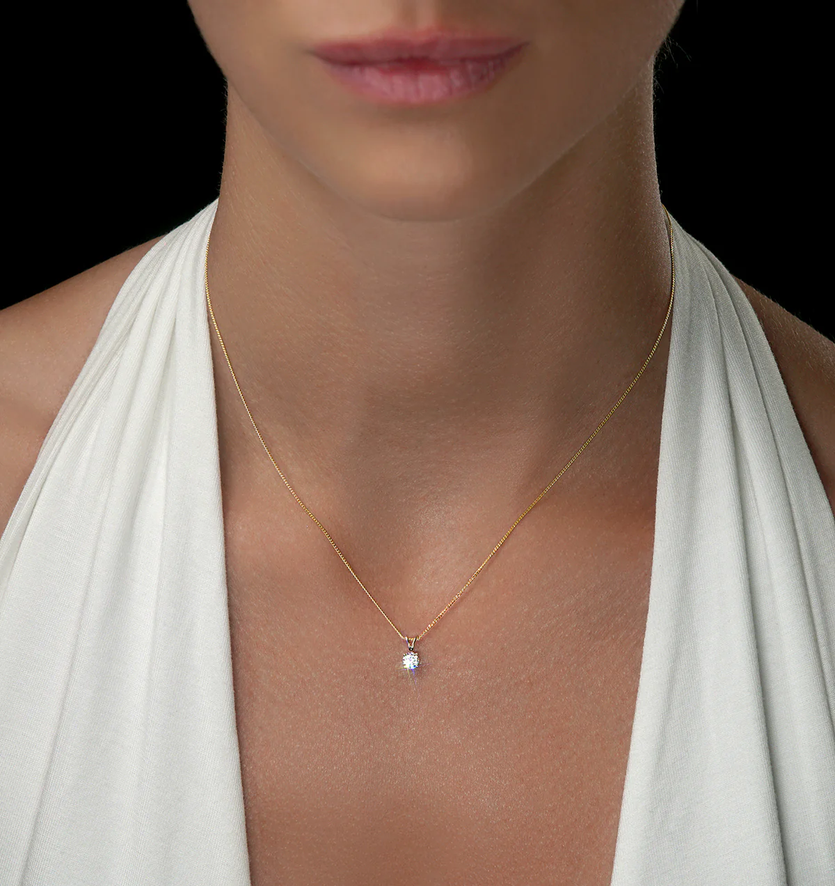Chloe 0.25ct Lab Diamond Solitaire Necklace Pendant in 9K Yellow Gold H/Si - Image 2