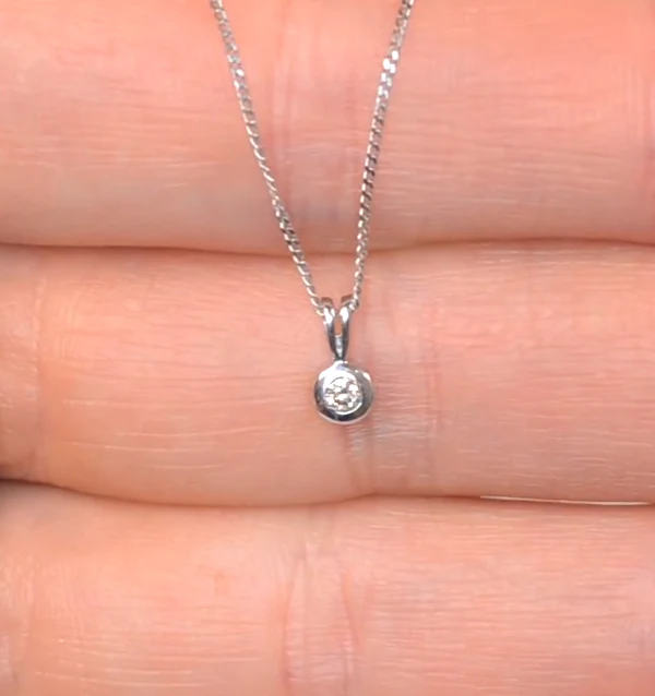 Lab Diamond Solitaire Pendant Necklace 0.05CT in 9K White Gold - Image 3