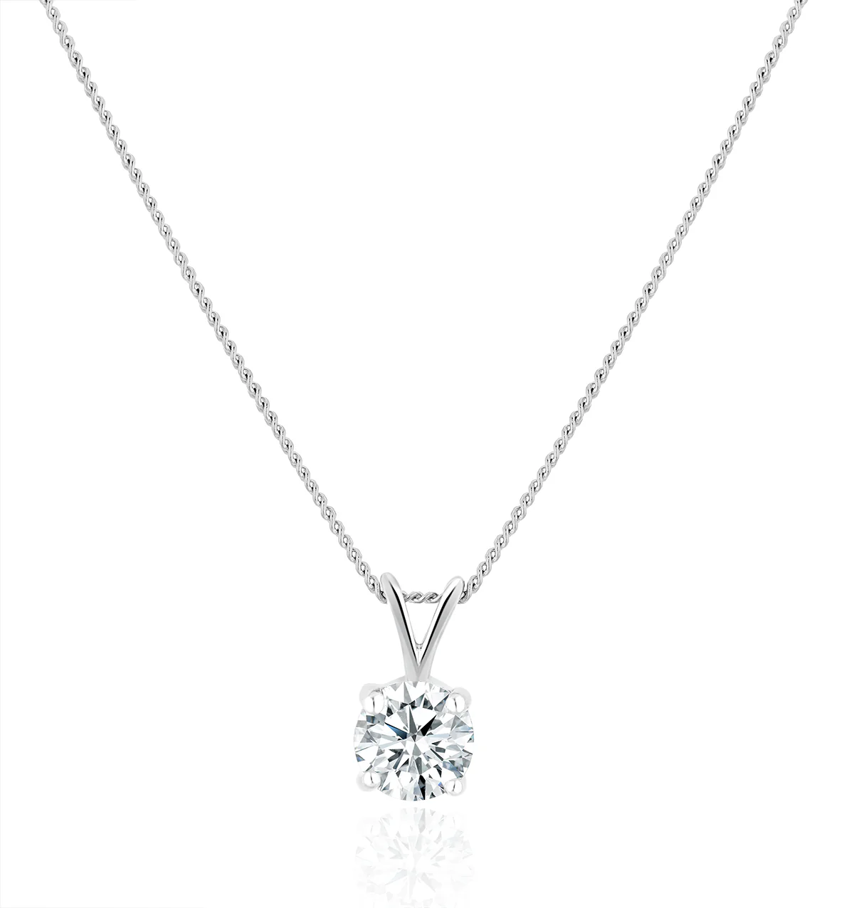 Chloe 0.50ct Lab Diamond Solitaire Necklace Pendant in 9K White Gold H/Si - Image 4