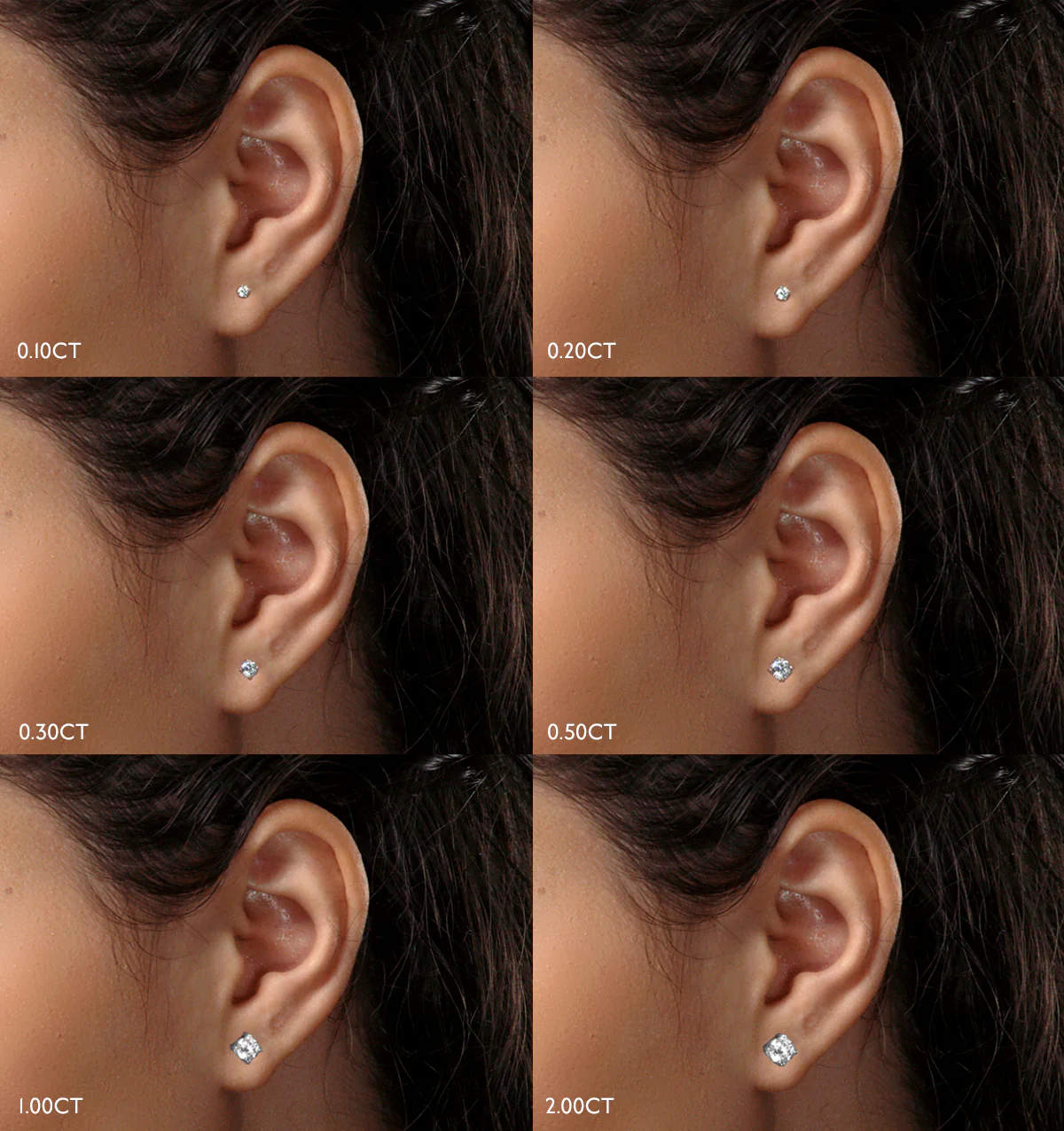 Lab Diamond Studs Earrings 0.20ct H/Si Quality in 9K White Gold - 3mm - Image 4