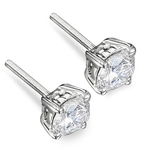 Lab Diamond Stud Earrings 3.00CT F/VS1 Quality Set in 18K White Gold - 7.5mm - Image 3