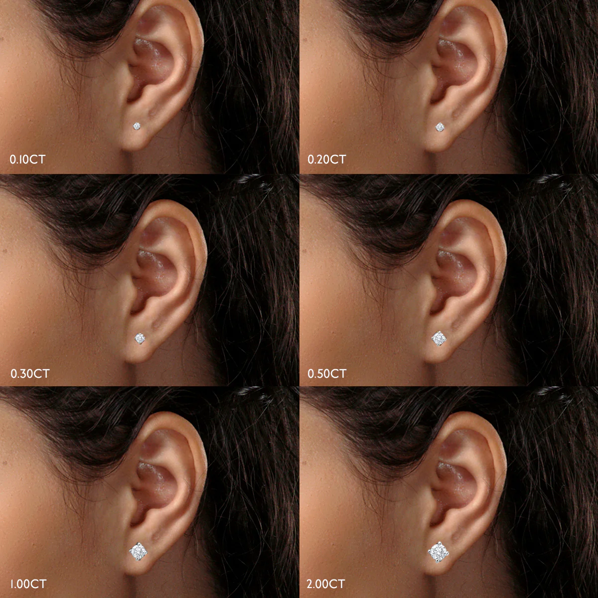 Lab Diamond Stud Earrings 3.00CT F/VS1 Quality Set in Platinum - 7.5mm - Image 4