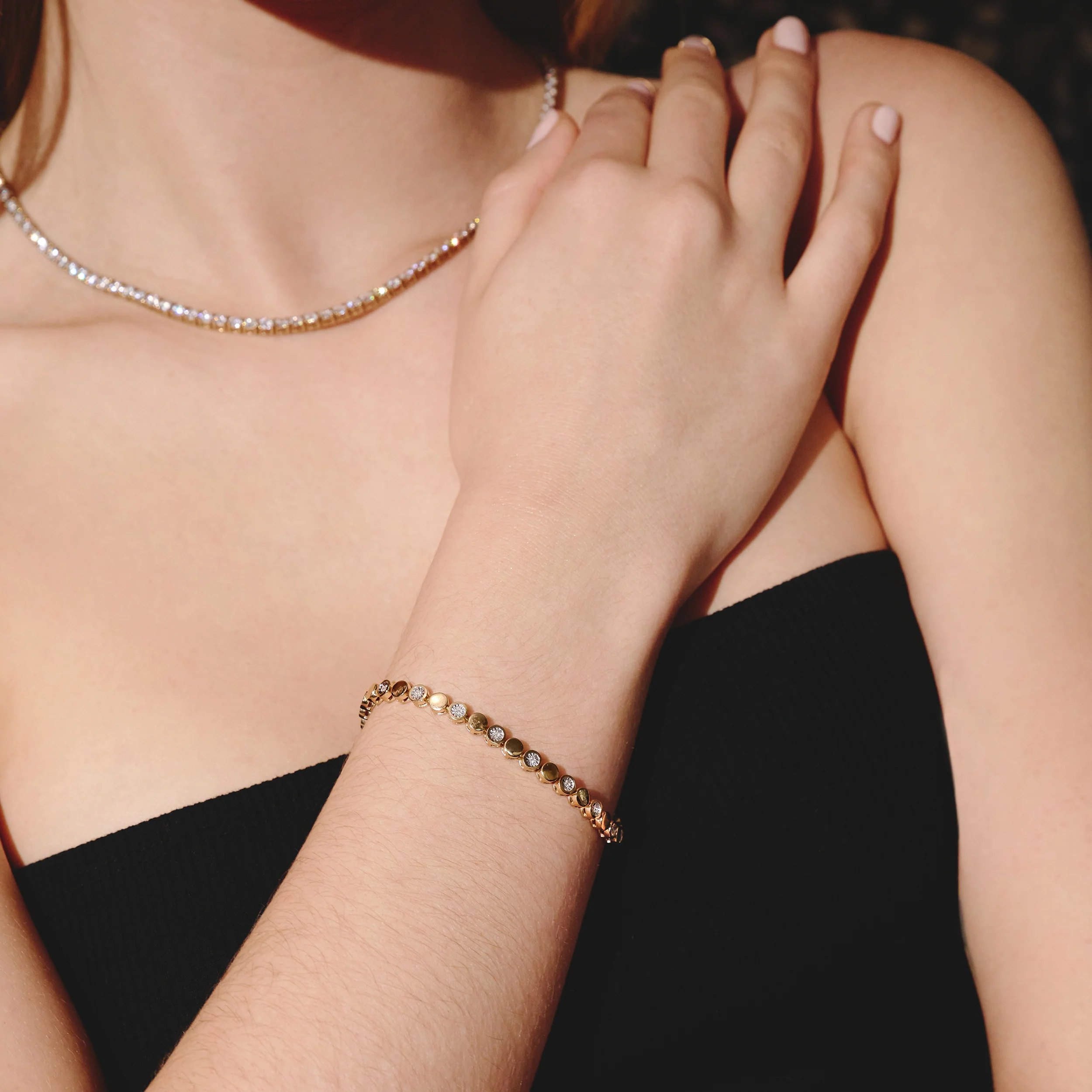 Lab Diamond Tennis Bracelet Round Cut 0.10ct H/SI 18K Gold Vermeil - Image 2