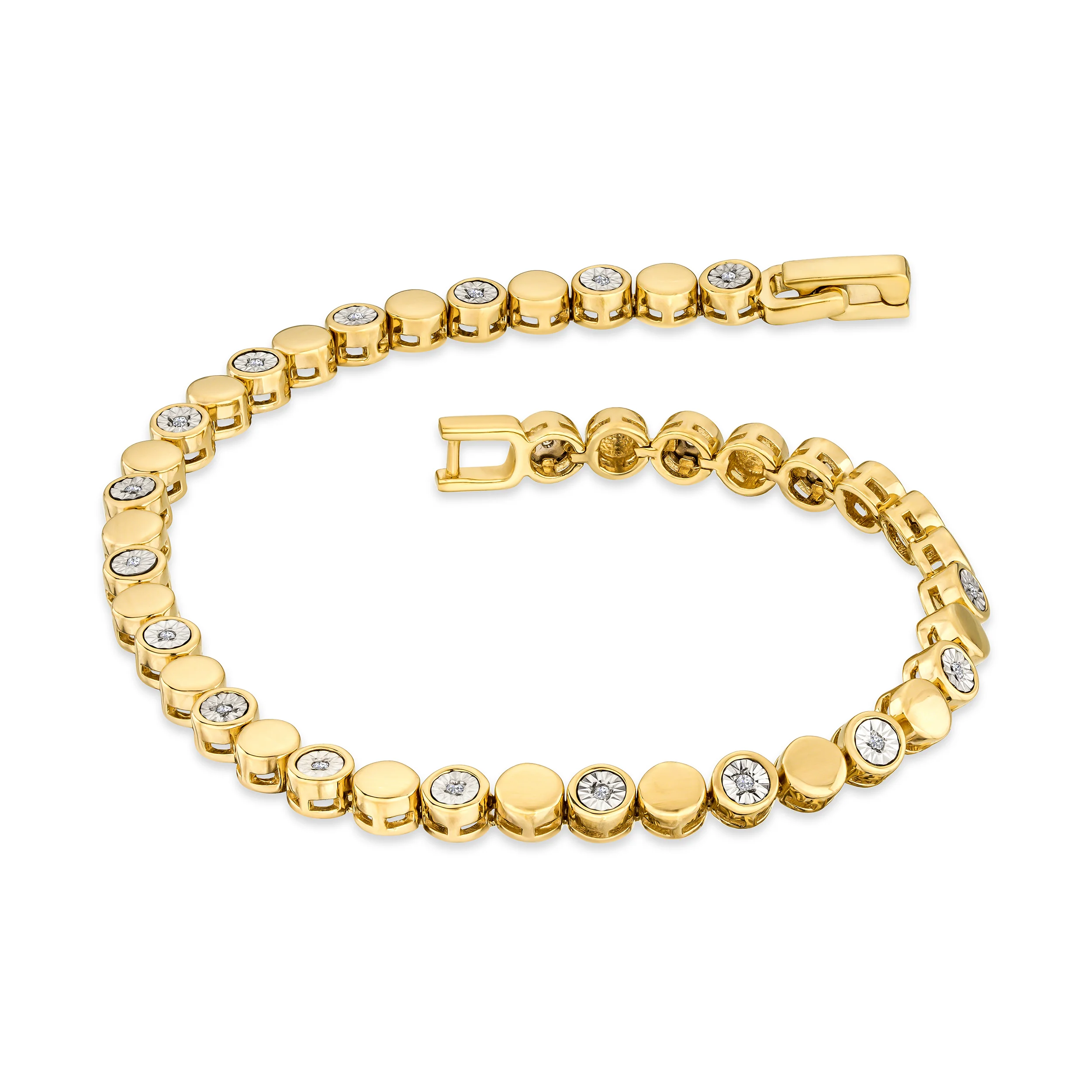 Lab Diamond Tennis Bracelet Round Cut 0.10ct H/SI 18K Gold Vermeil - Image 3