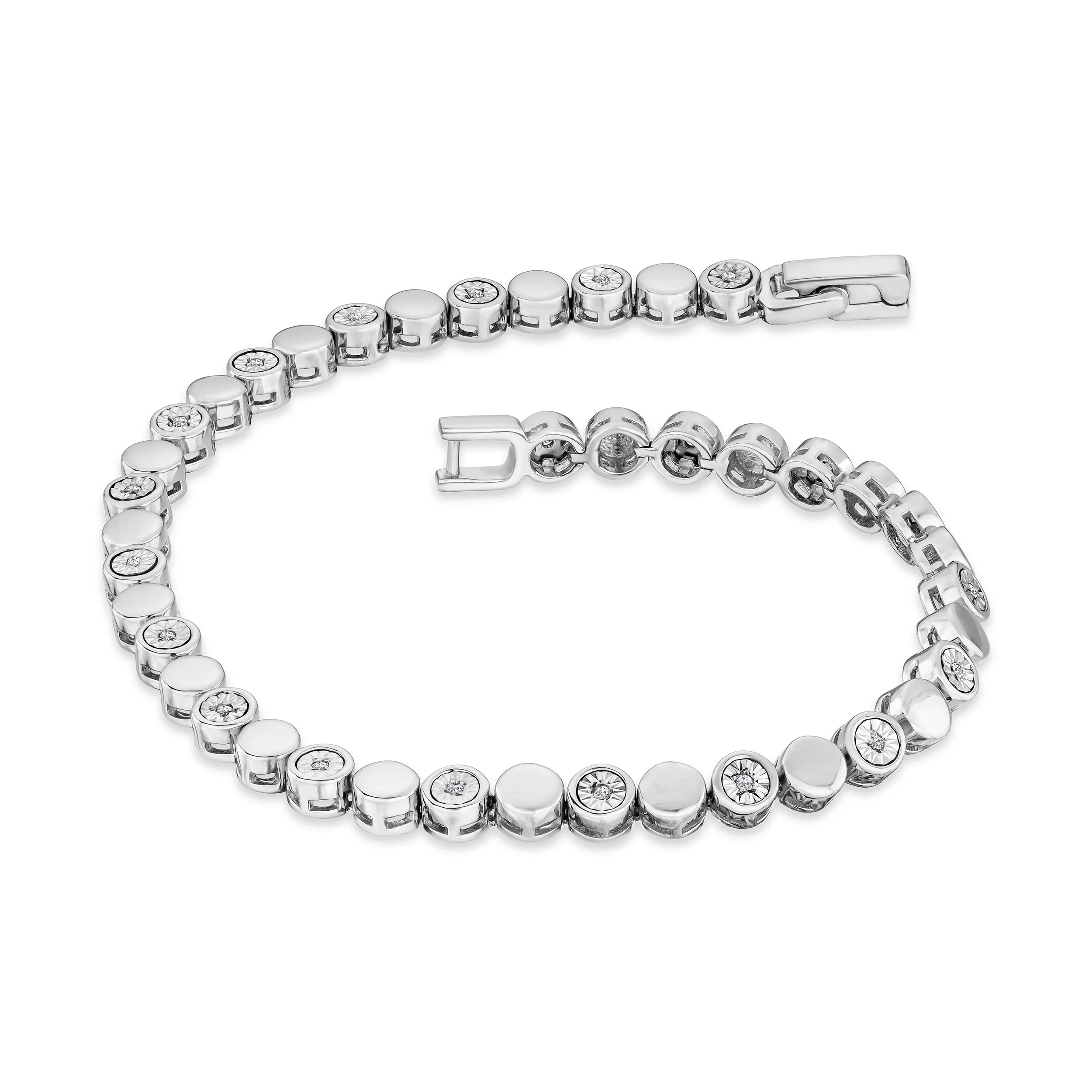 Lab Diamond Tennis Bracelet Round Cut 0.10ct H/SI Silver - Image 2