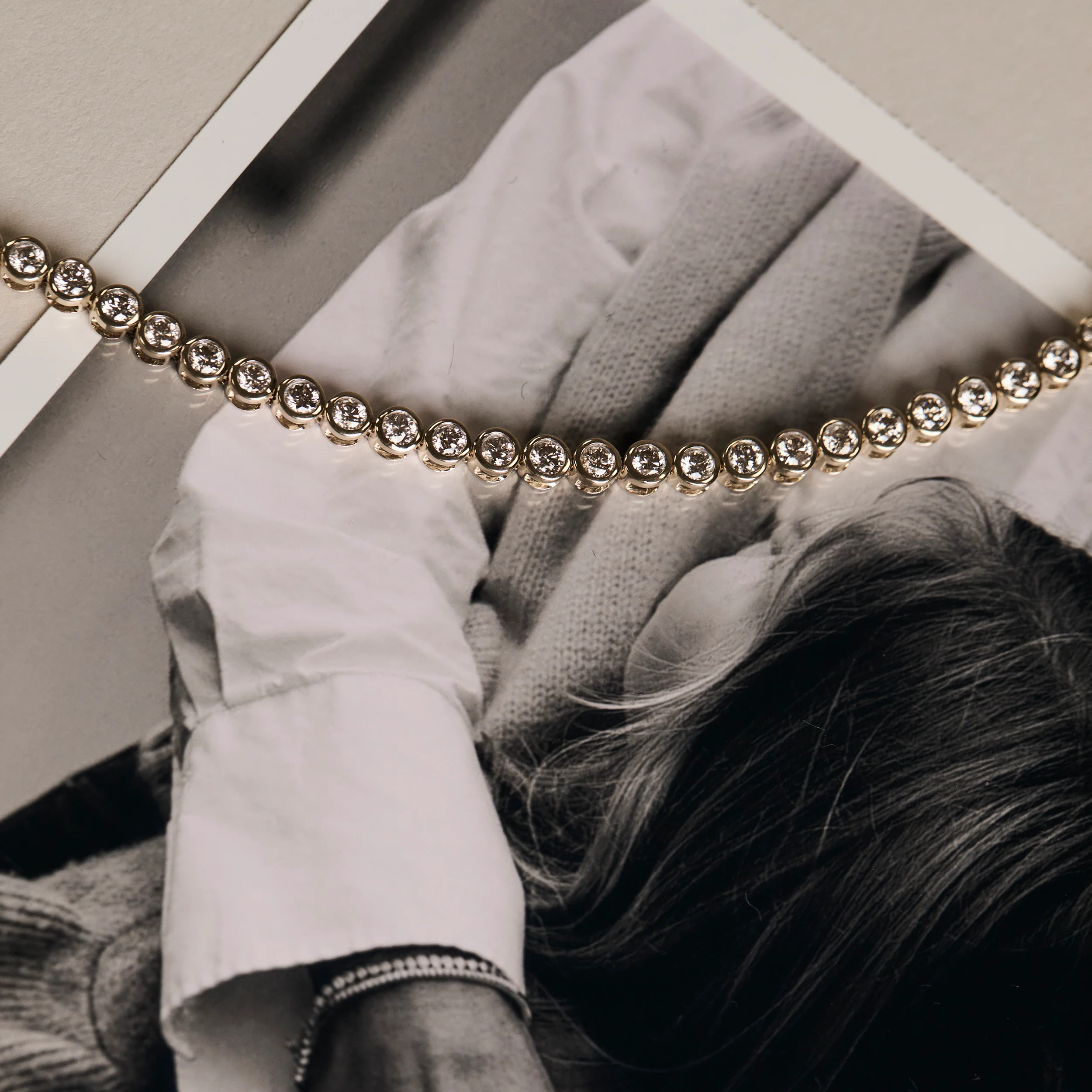Lab Diamond Tennis Bracelet Rubover Set 3.00ct F/VS in 18K Gold - Image 3