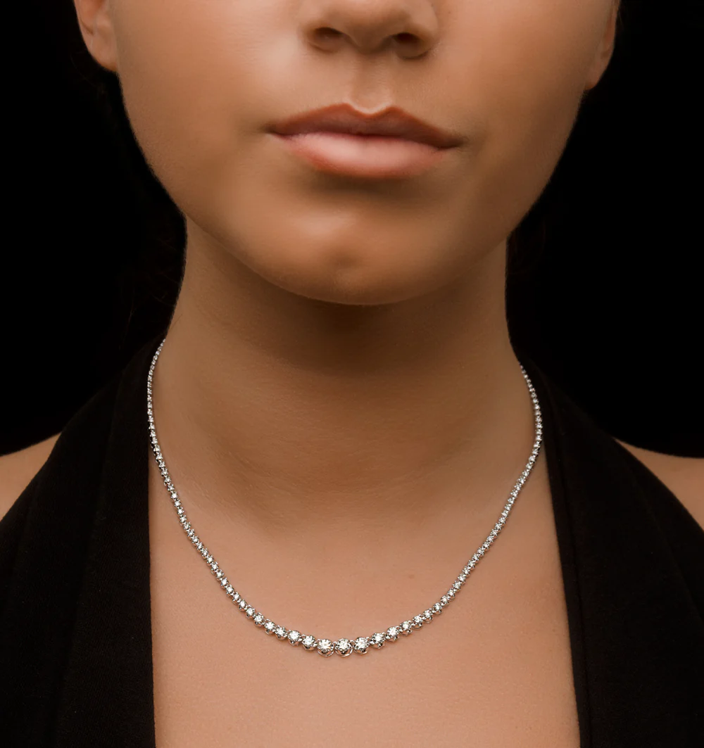 Lab Diamond Tennis Necklace 3ct H/Si Quality in 9K White Gold - Image 2