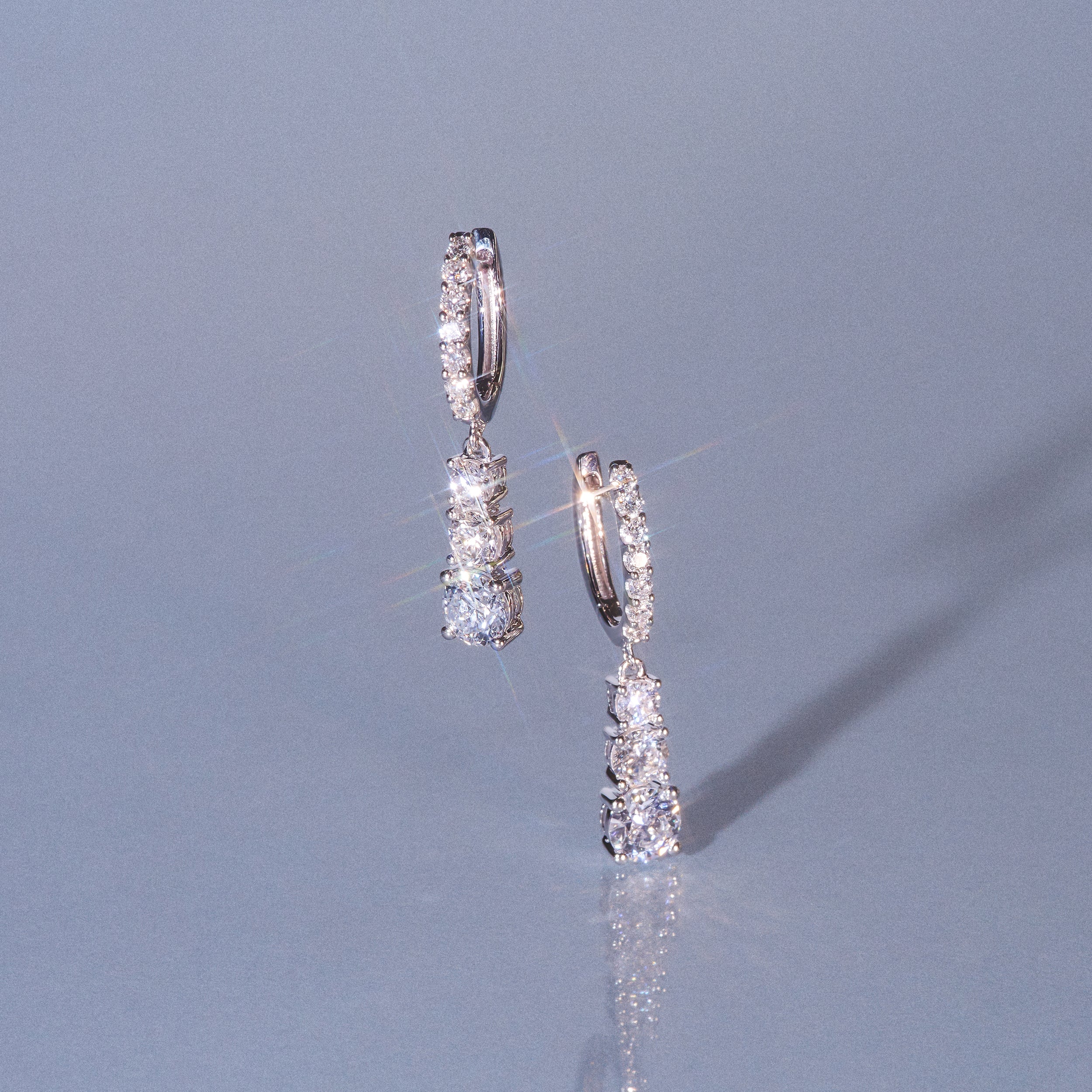 Lab Diamonds Drop Earrings 2ct Set in 9K White Gold - Image 5