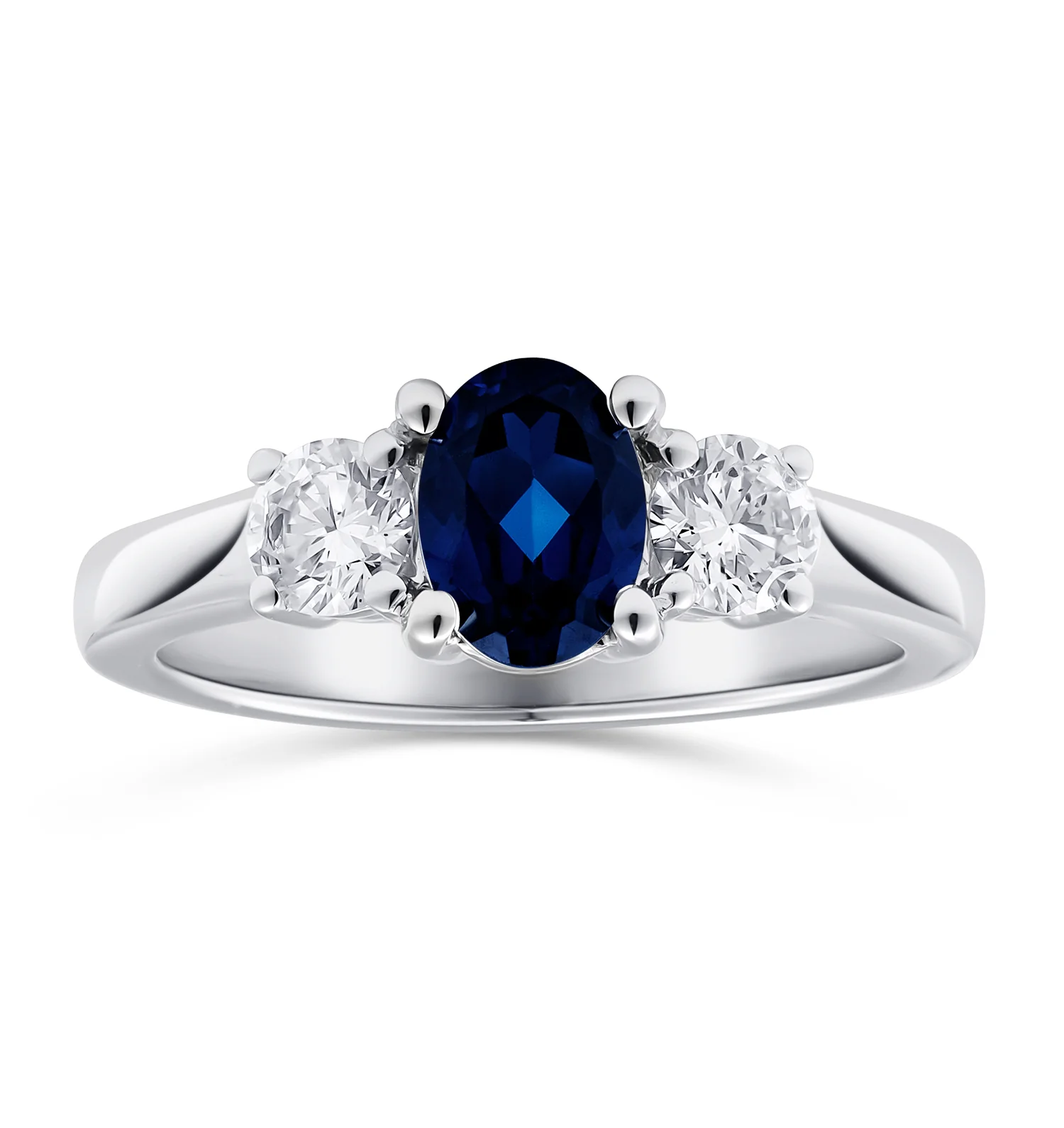 Lab Sapphire 0.80ct and Lab Diamonds 0.50ct 18K White Gold Ring - Image 2